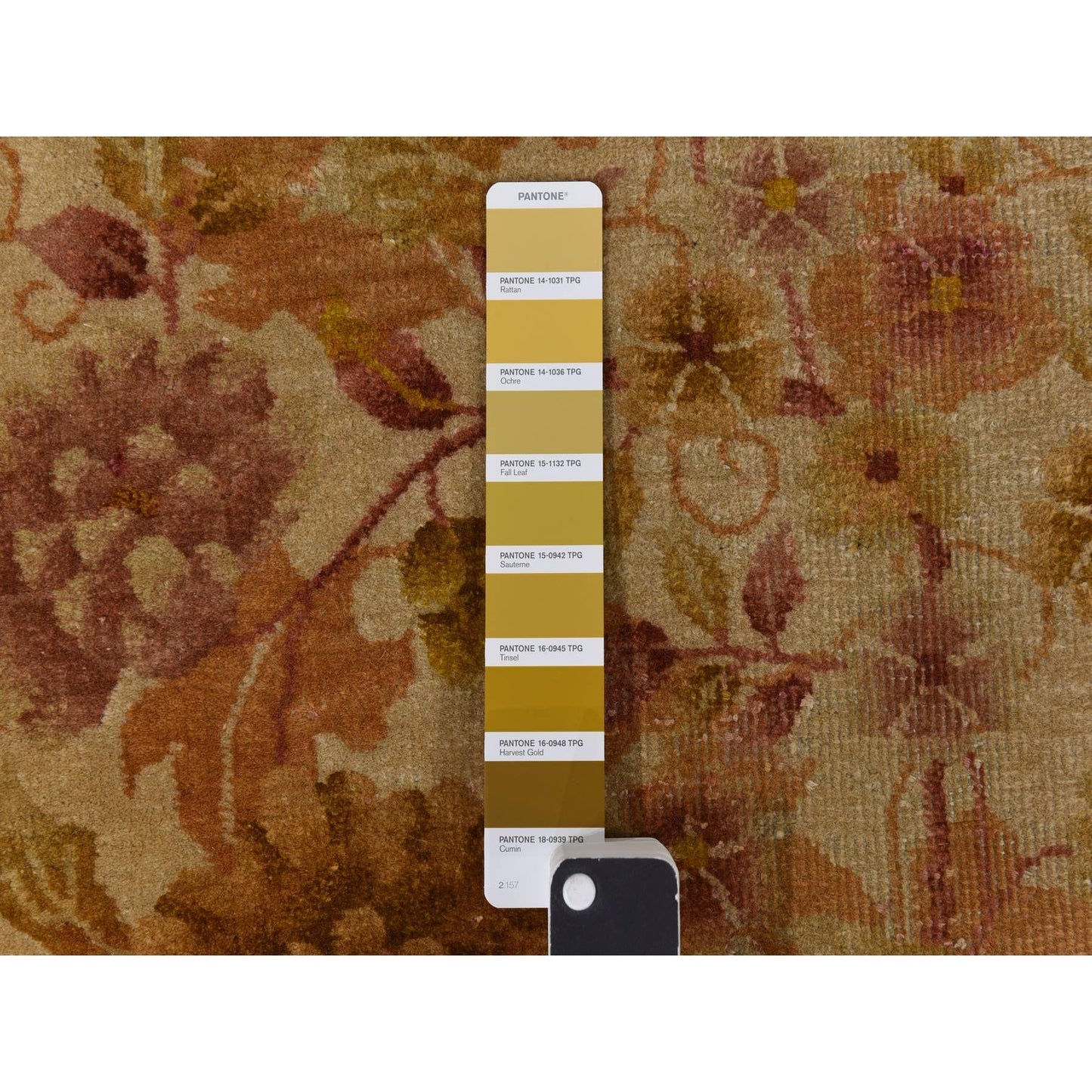 8'10"X11'8" Brown Antique Art Deco Leaf Design Pure Wool Hand Knotted Rug