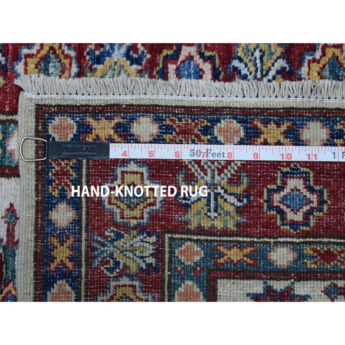 2'10"X19'1" Ivory Super Kazak Geometric Xl Runner Handmade Oriental Rug
