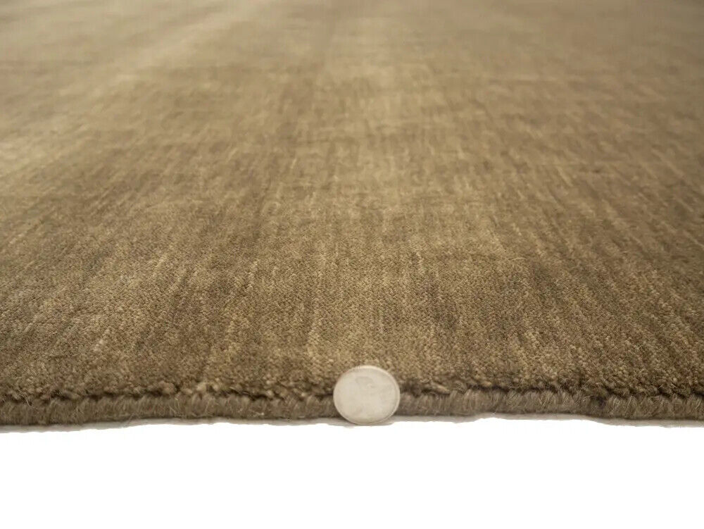 Solid Brown Hand-Loomed 8X8 Gabbeh Wool Rug