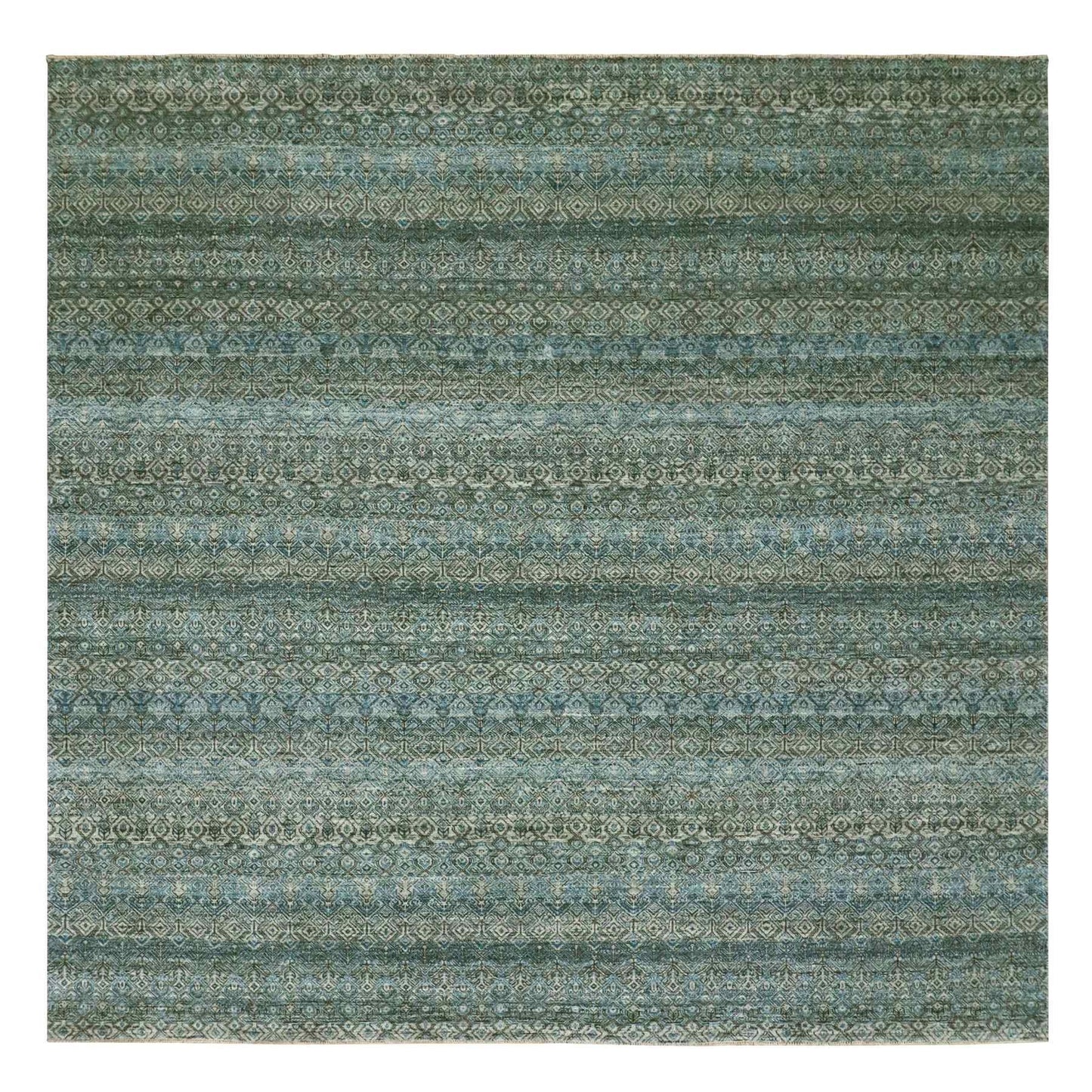 10'X10' Blue Kohinoor Herrita Plush Wool Hand Knotted Square Oriental Rug