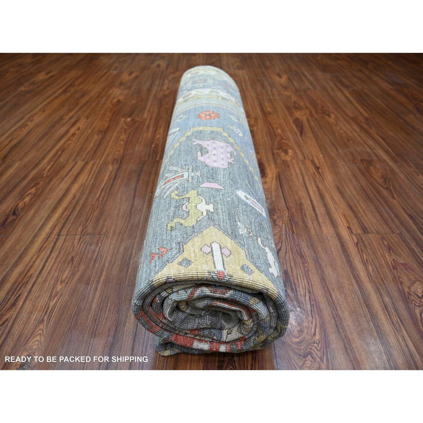 8'8"X11'7" Echo Gray Pure Wool Hand Knotted Finer Peshawar Rug