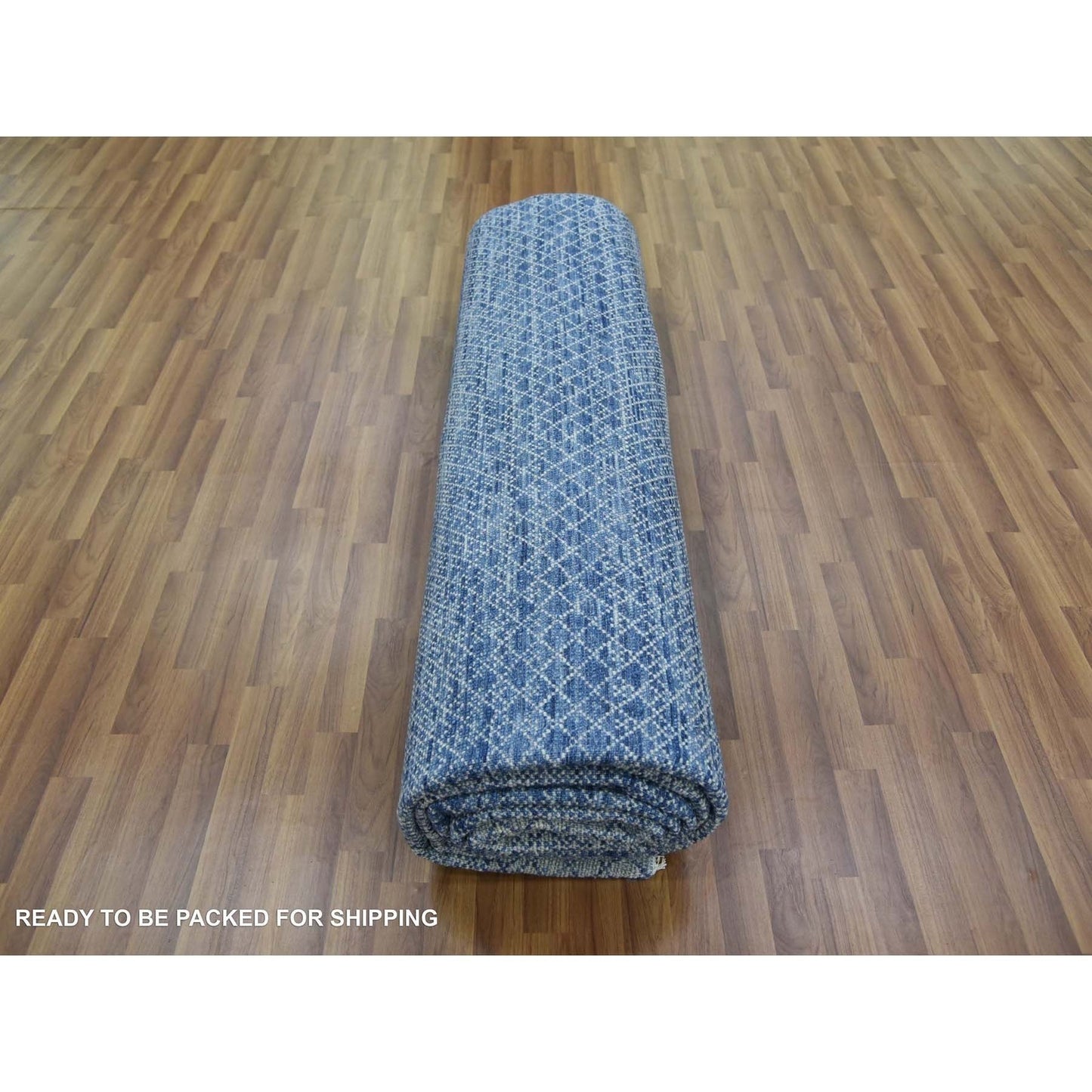 10'X14'1" Blue Modern Chiaroscuro Collection Pure Wool Hand Knotted Rug