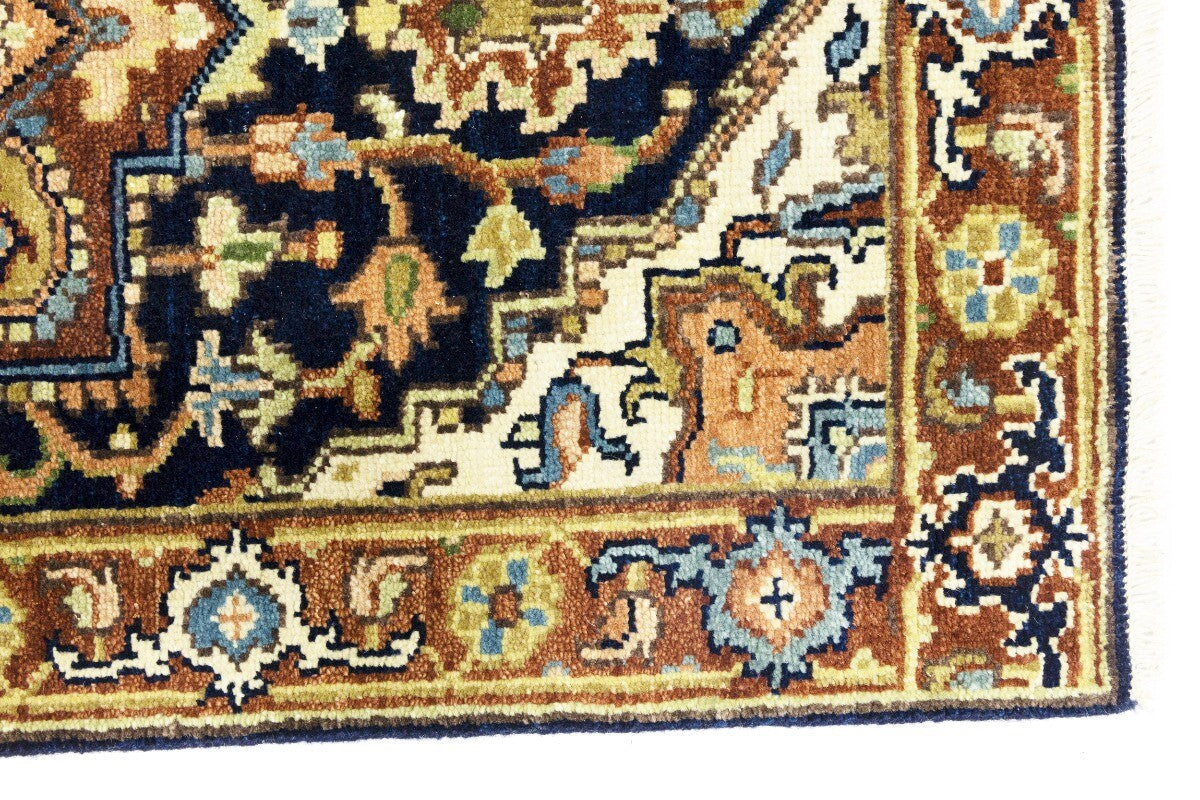 Handmade Heriz Serapi Runner Rug Geometric