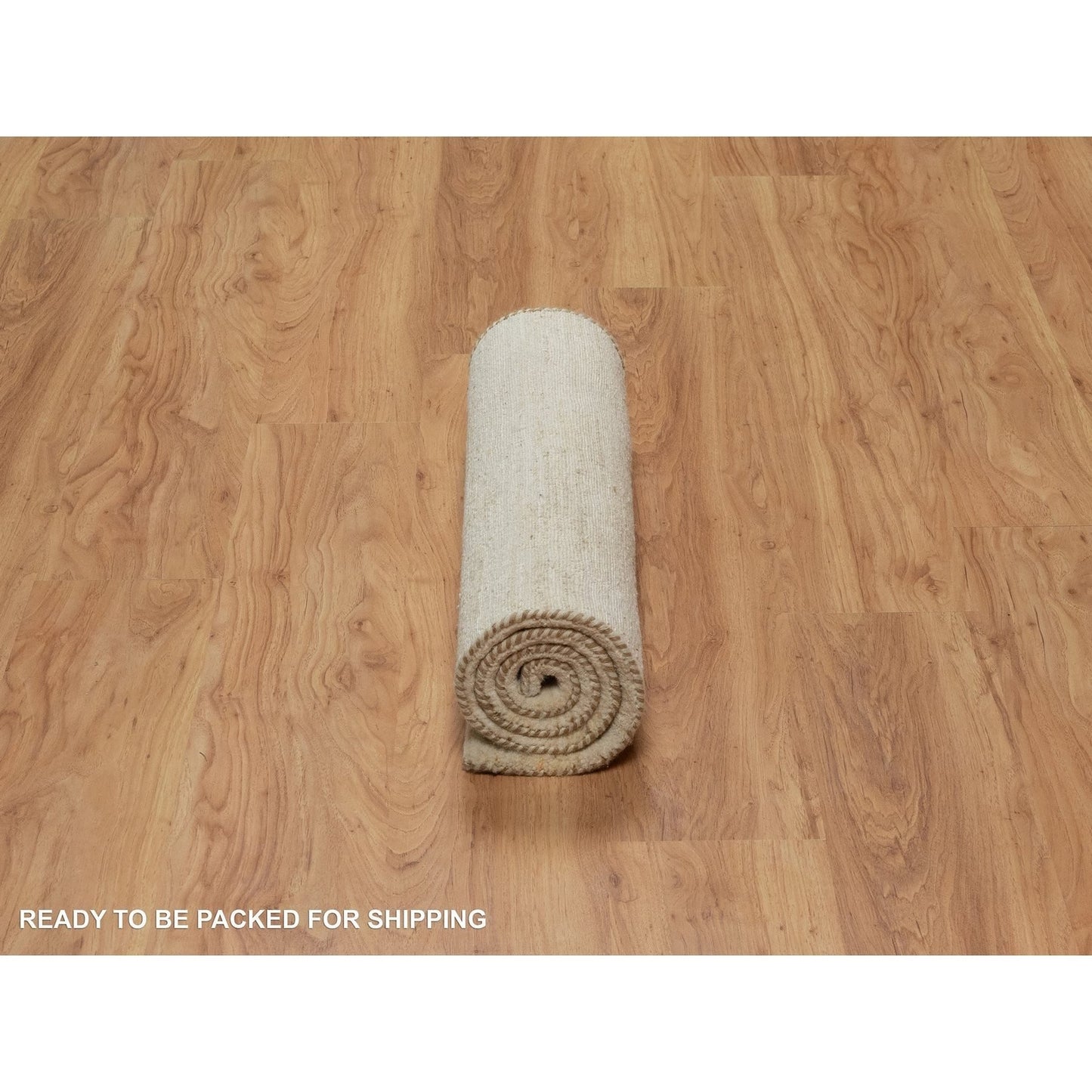 2'4"X11'4" White Plain Design Lori Buft Pure Wool Hand Knotted Runner Rug
