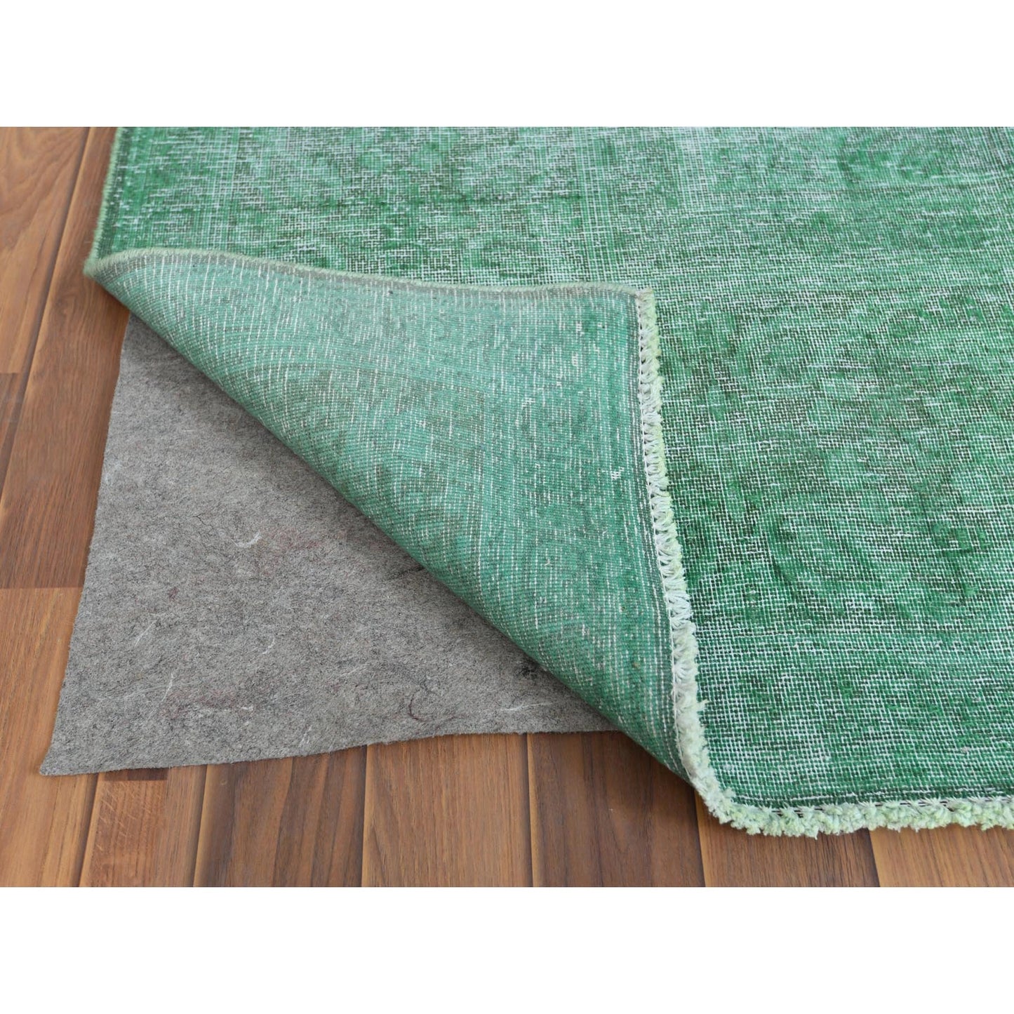 9'7"X12'5" Hand Knotted Shades Of Light Green Overdyed Farsian Karman Rug