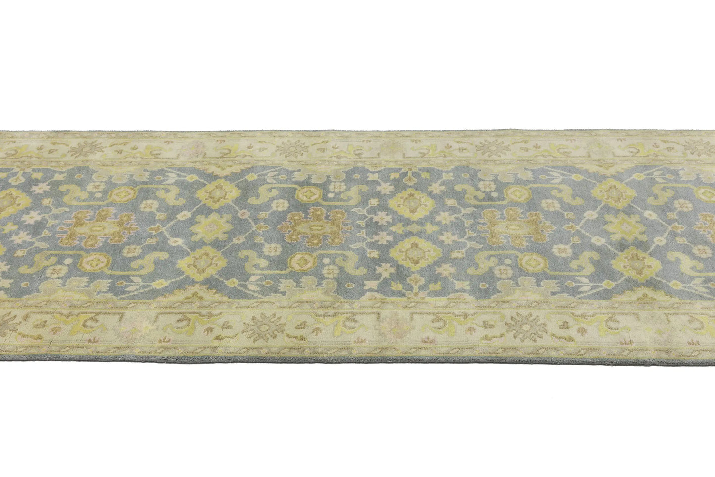 4X12 Ft Muted Gray Floral Oushak Chobi Runner Rug