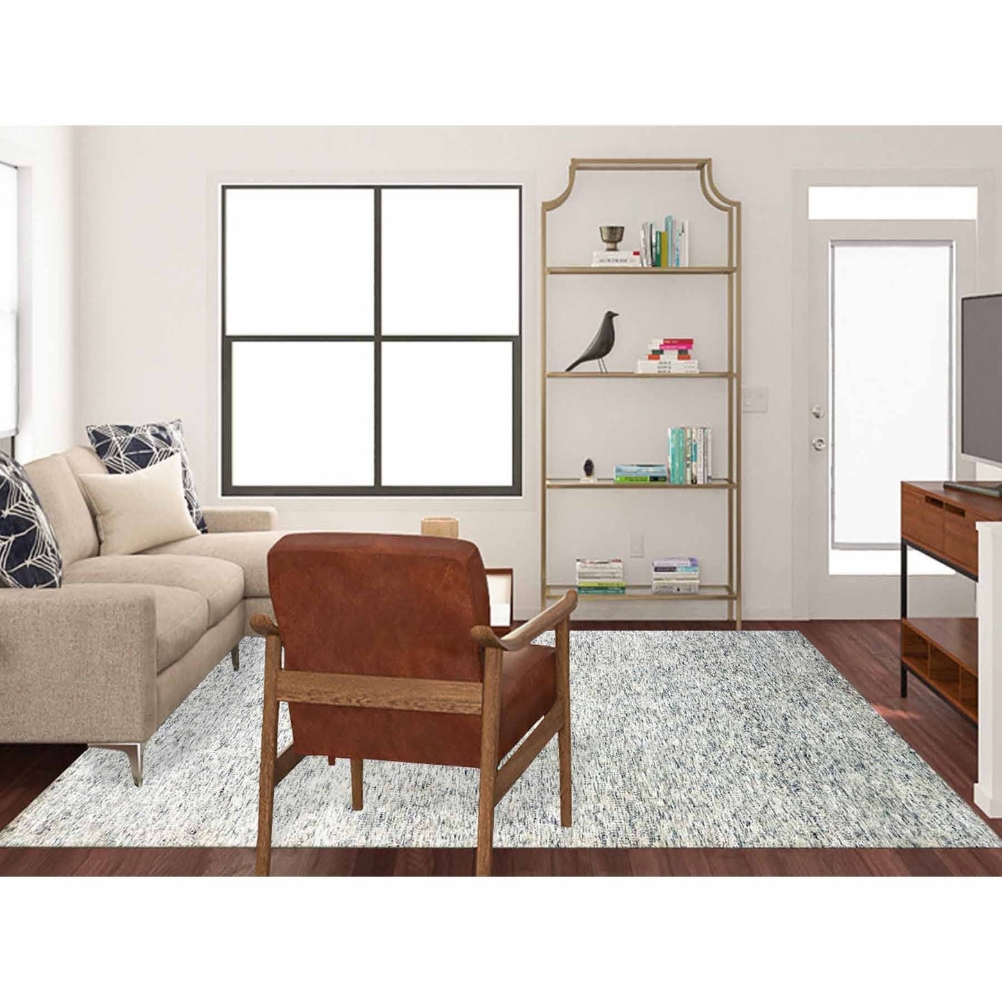 8'X10'1" Beige Hand Knotted Wool Organic Salt And Pepper Design Rug