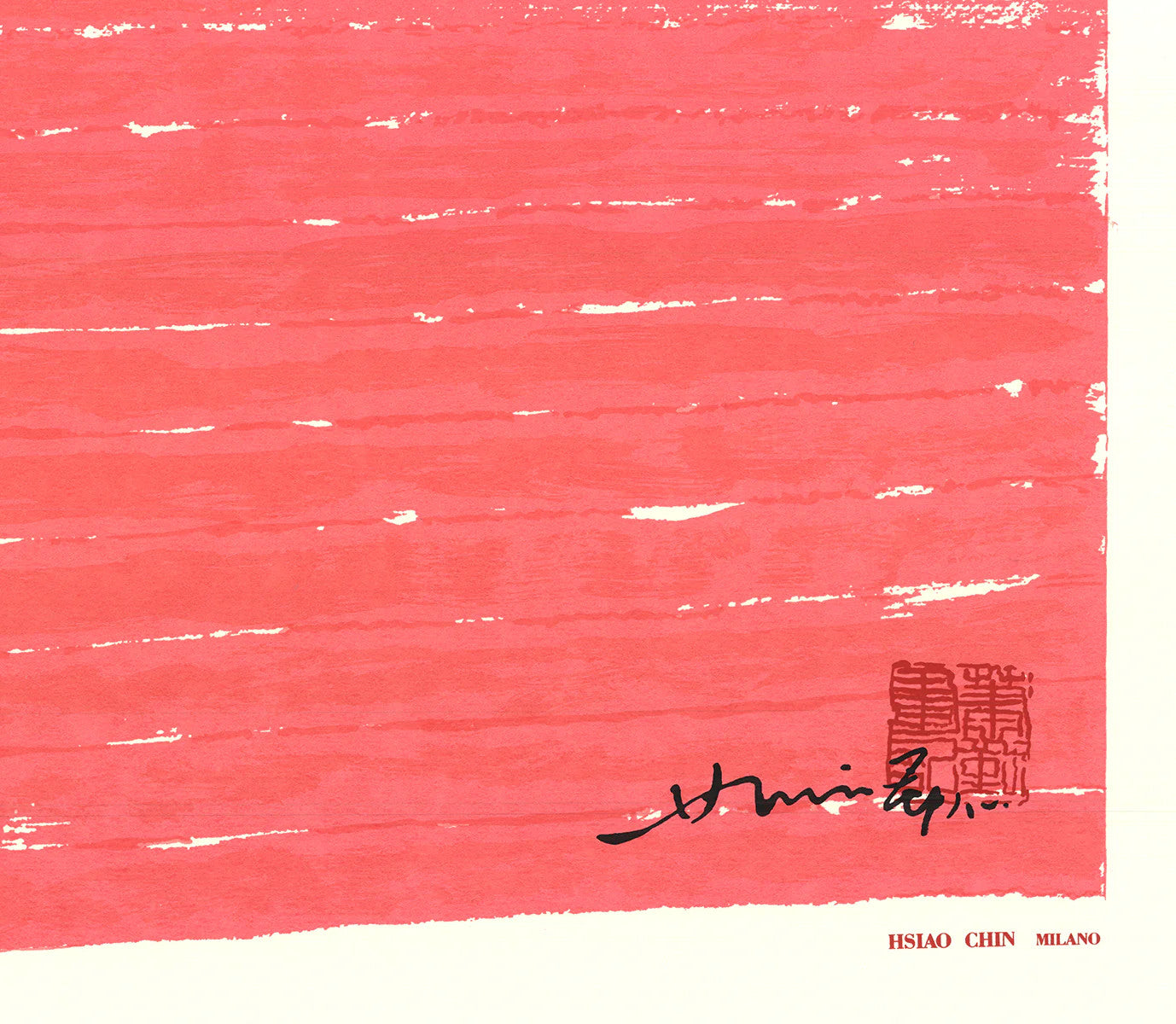 Hsiao Chin Untitled (Red) " Lithograph Abstract Expressionism