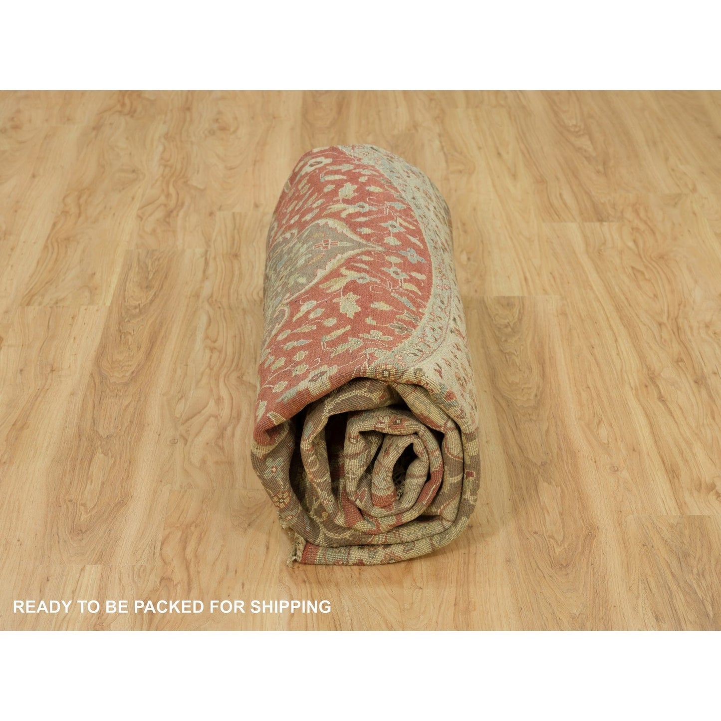 10'X10' Rufous Red Hand Knotted Tebraz Antique Wool Round Oriental Rug