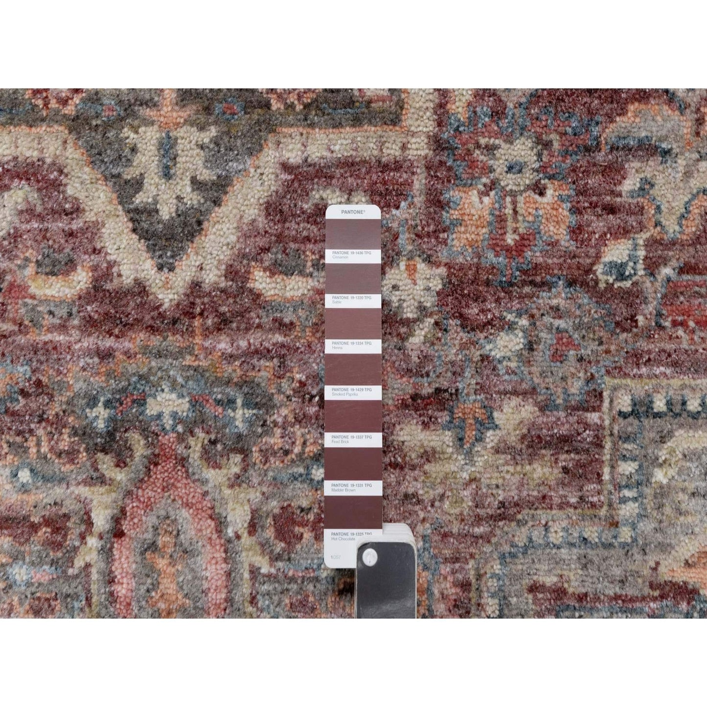 5'10"X9' Tuscan Red Hand Knotted Wool Heris Revival Oriental Rug