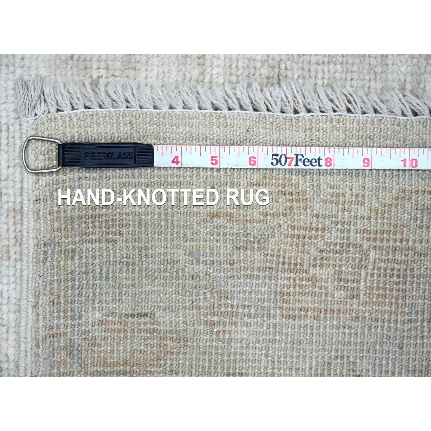 2'10"X11'5" White Angora Oushak Leaf Pattern Hand Knotted Wool Runner Rug