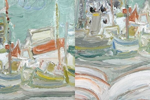 Jean Fusaro (France) - Port 1966 Original Painting Oil On Canvas Signed Framed