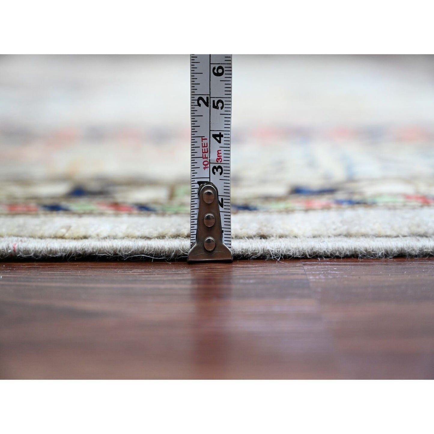 8'9"X11'10" Gray Caucasian Inspired Antiqued Design Wool Hand Knotted Rug