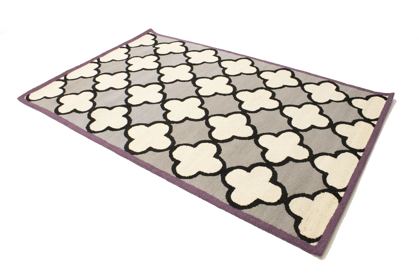 Multicolored Trellis Design Wool 5X8 Hand-Tufted