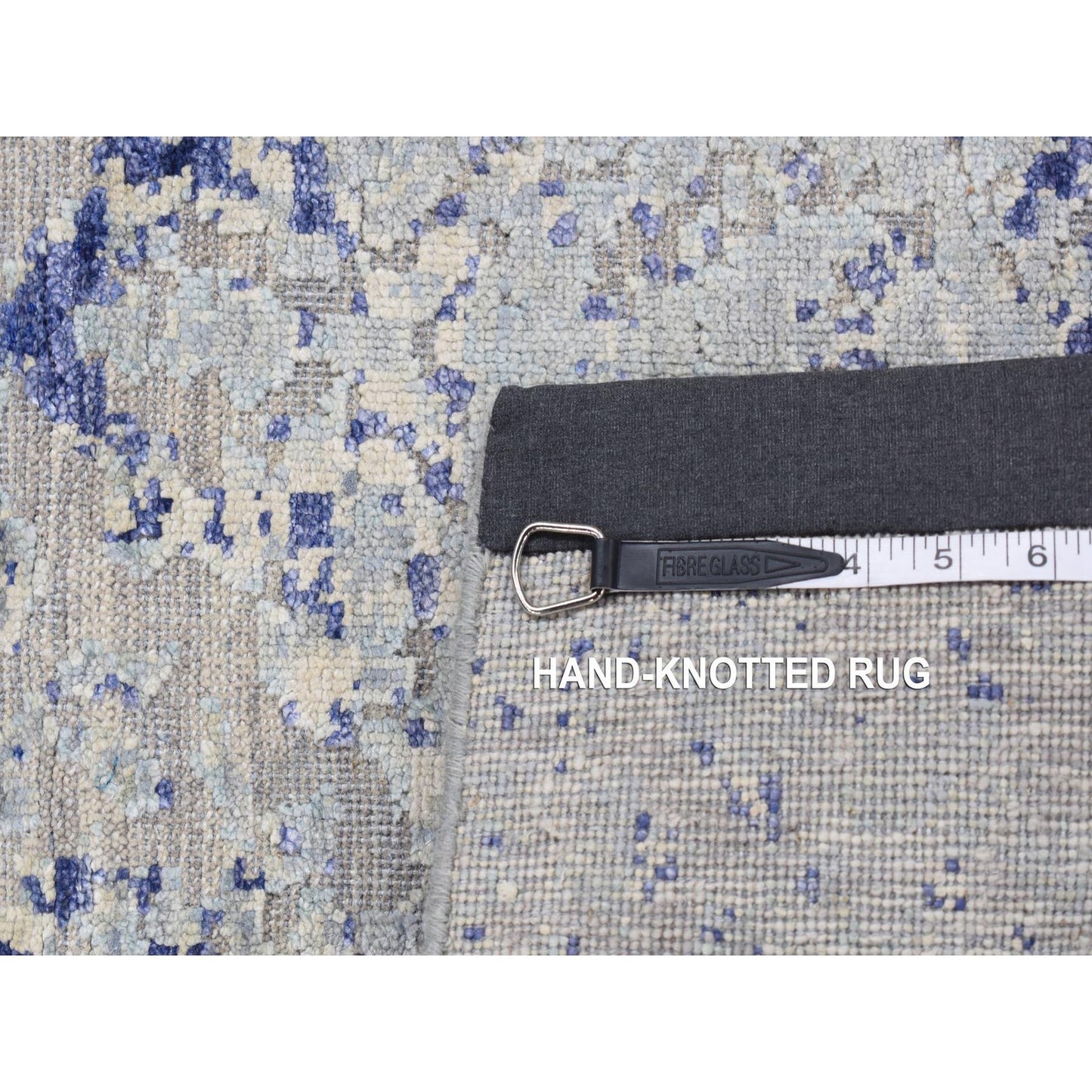 2'5"X6'1" Gray Cypress Trees Design Silk/Wool Hand Knotted Runner Rug