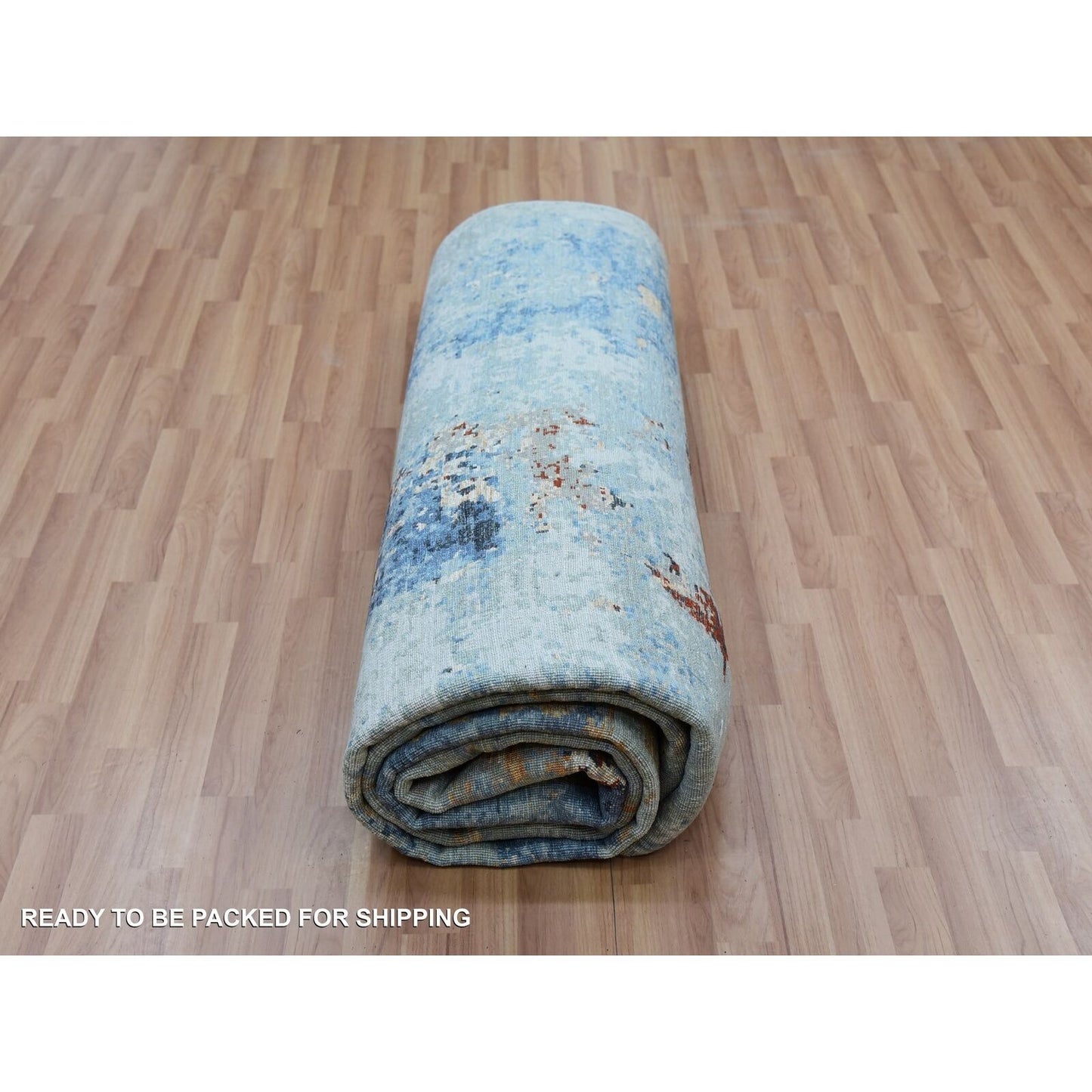 9'X12'4" Thundercloud Gray Wool Abstract Design Hand Knotted Oriental Rug