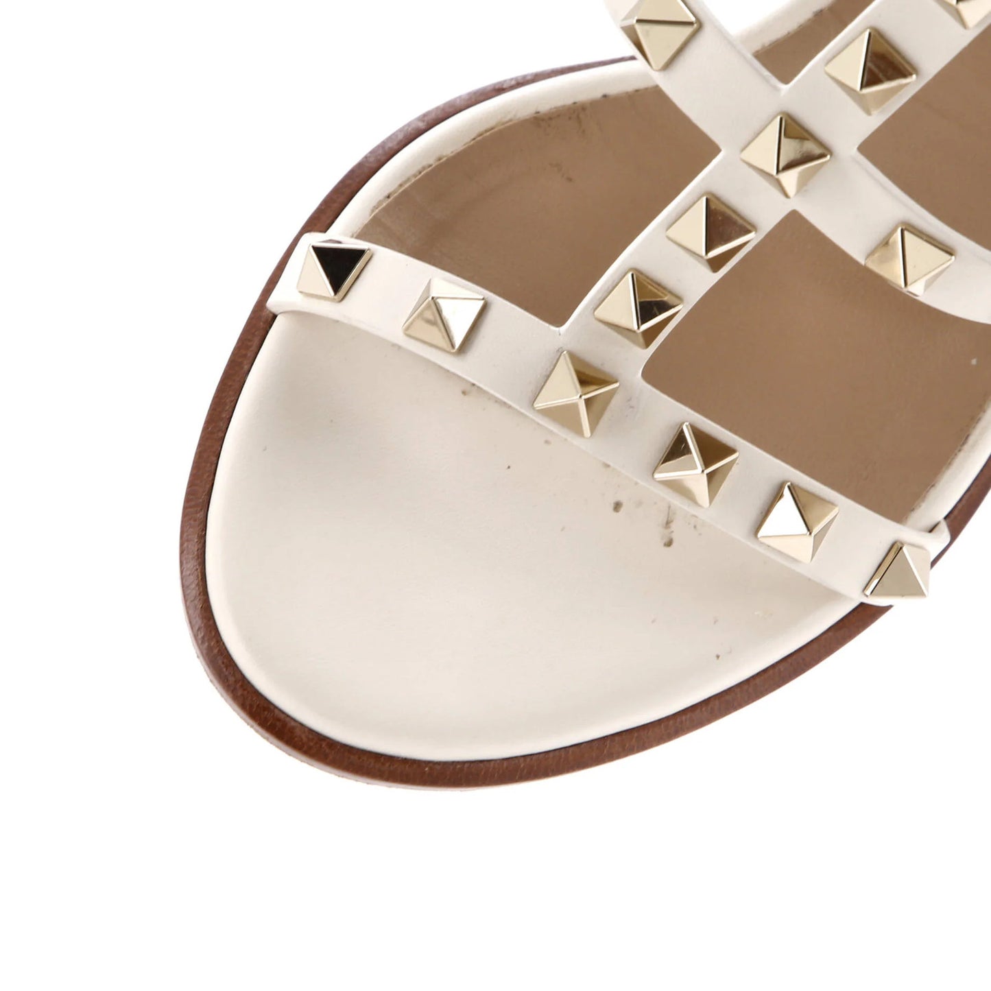 Valentino Garavani Women'S Rockstud Caged Ankle Strap Block Heel Sandals Leather