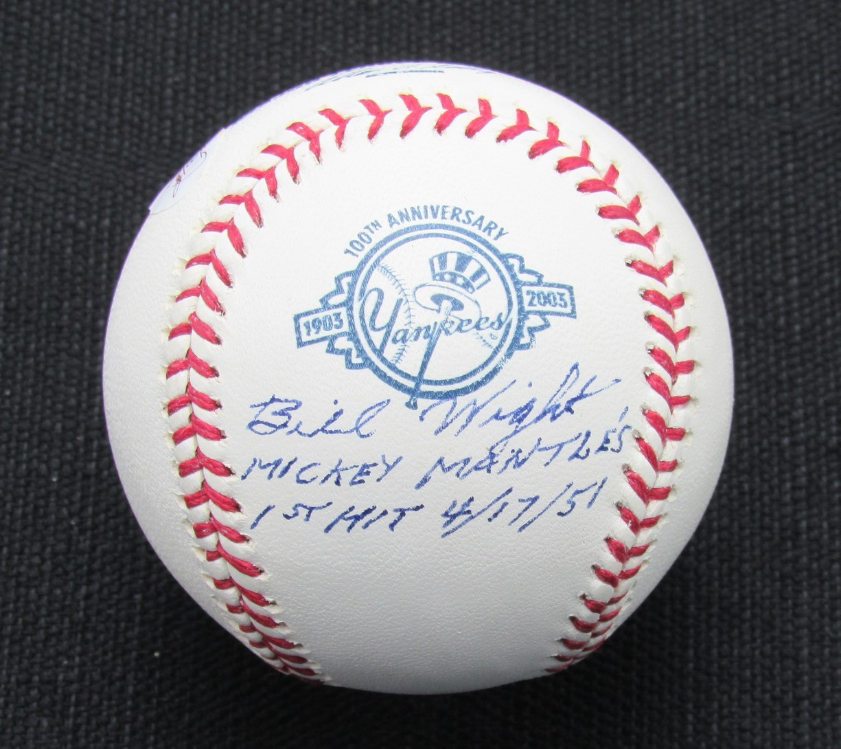 Bill Wight Signed/Auto Yankees 100Th Oml Baseball