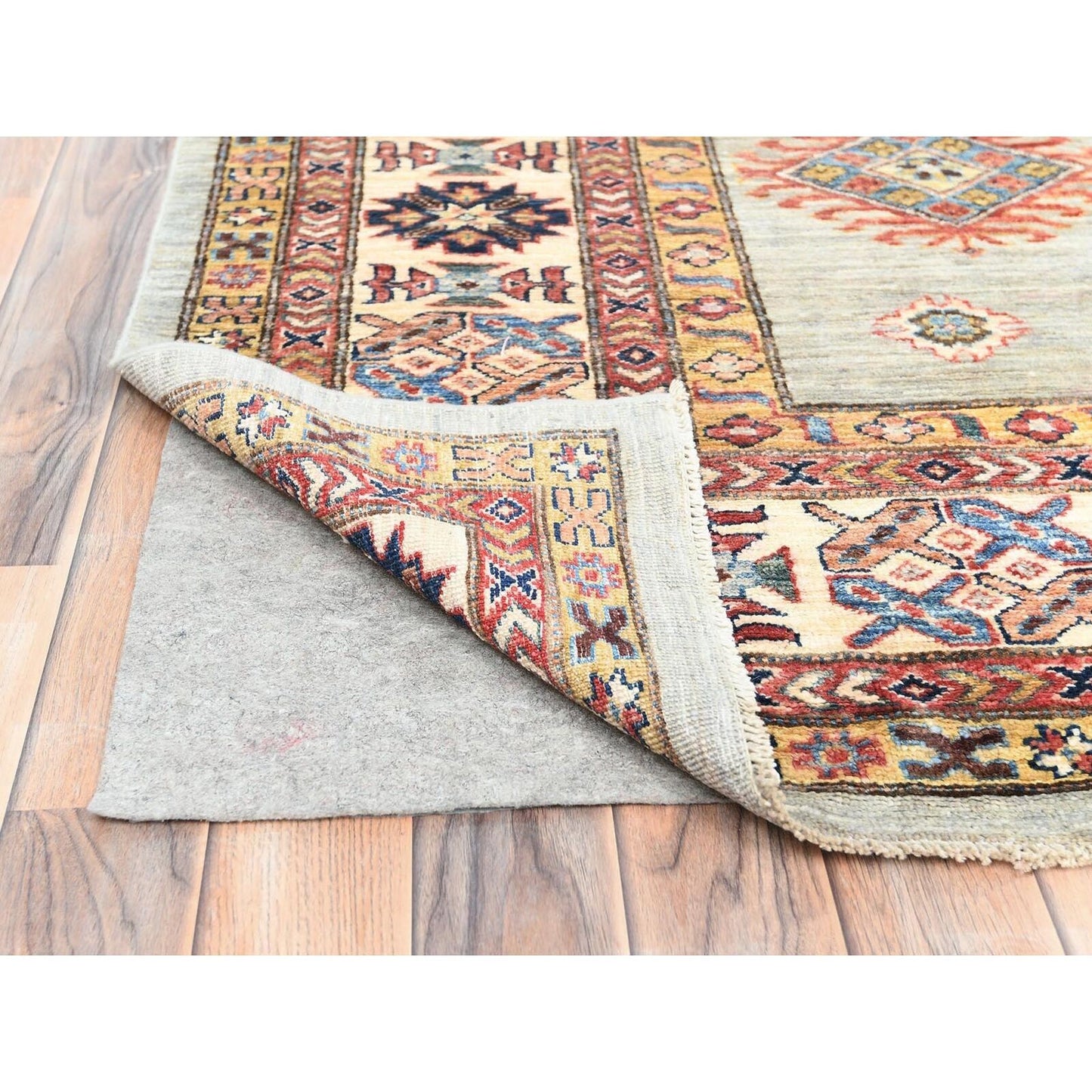 10'X13'6" Light Gray Afghan Super Kazak Soft Wool Hand Knotted Rug