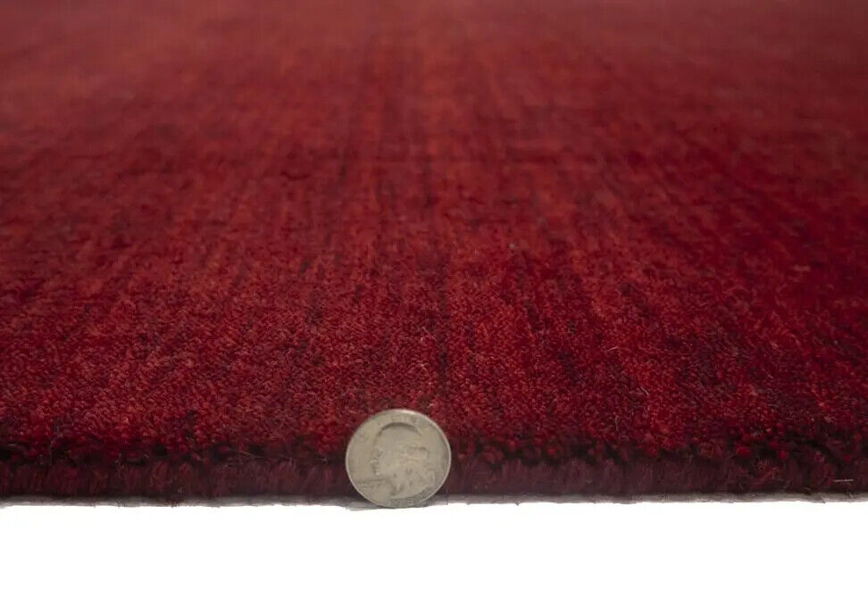 Maroon Red Solid Design Hand-Loomed 6X6 Gabbeh
