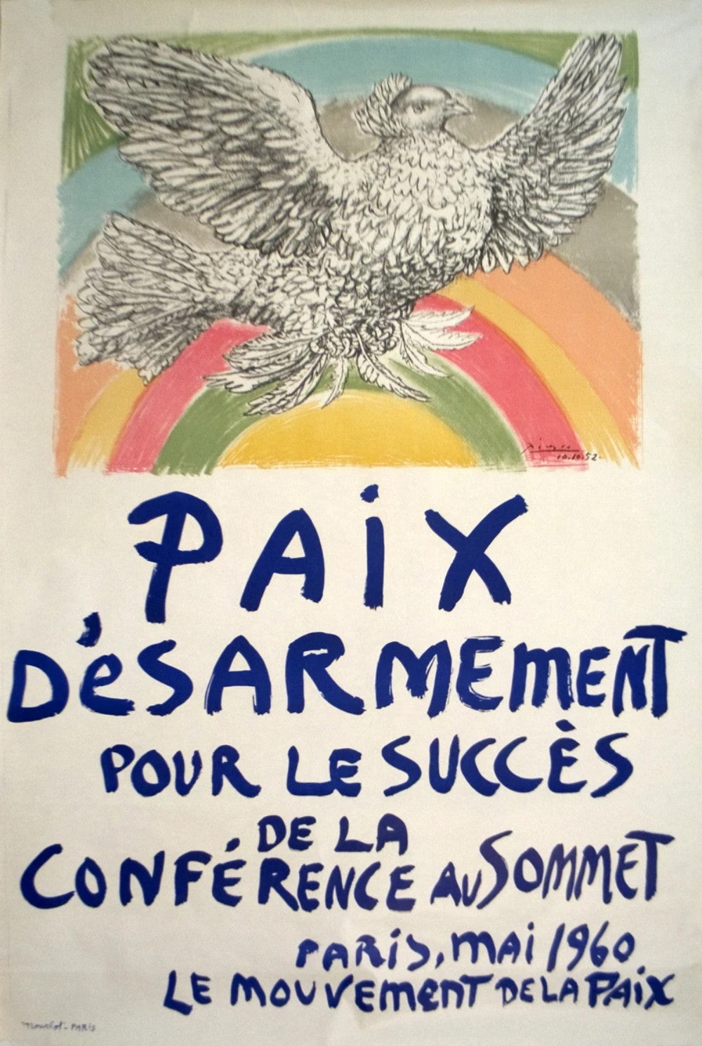 Pablo Picasso Paix Disarmement-Peace " Lithograph Cubism Multicol