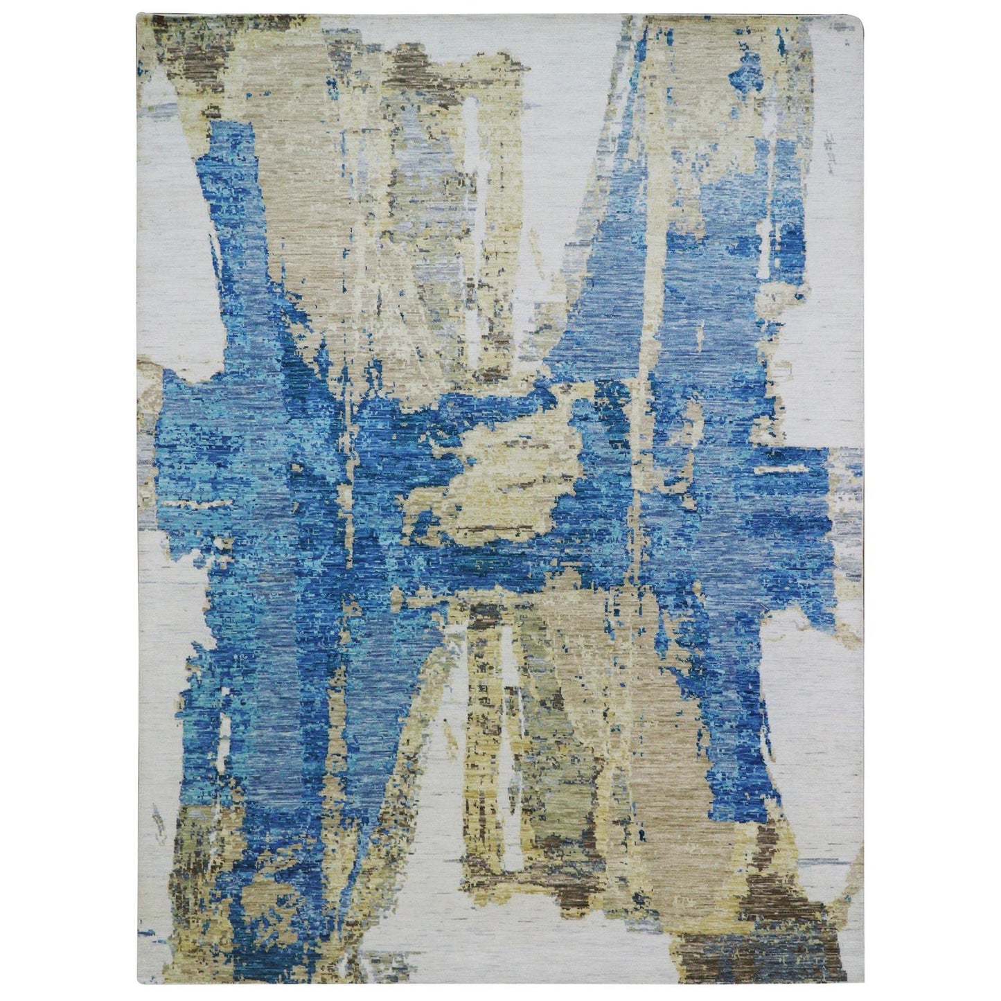 10'2"X13'8" Ivory Colorful Modern Abstract Design Hand Knotted Wool Rug