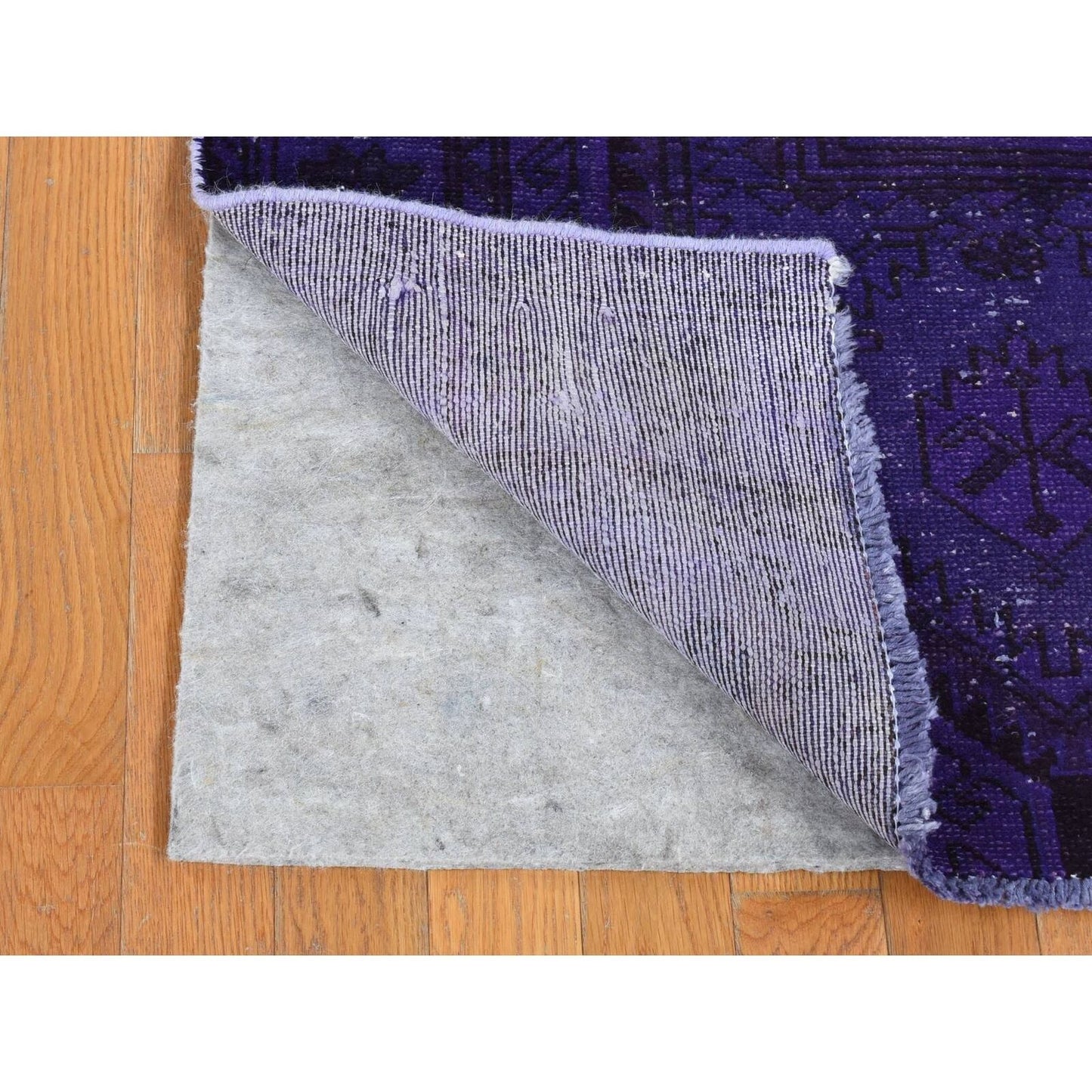 3'4"X8'7" Indigo Overdyed Vintage Amadan Pure Wool Handmade Runner Rug