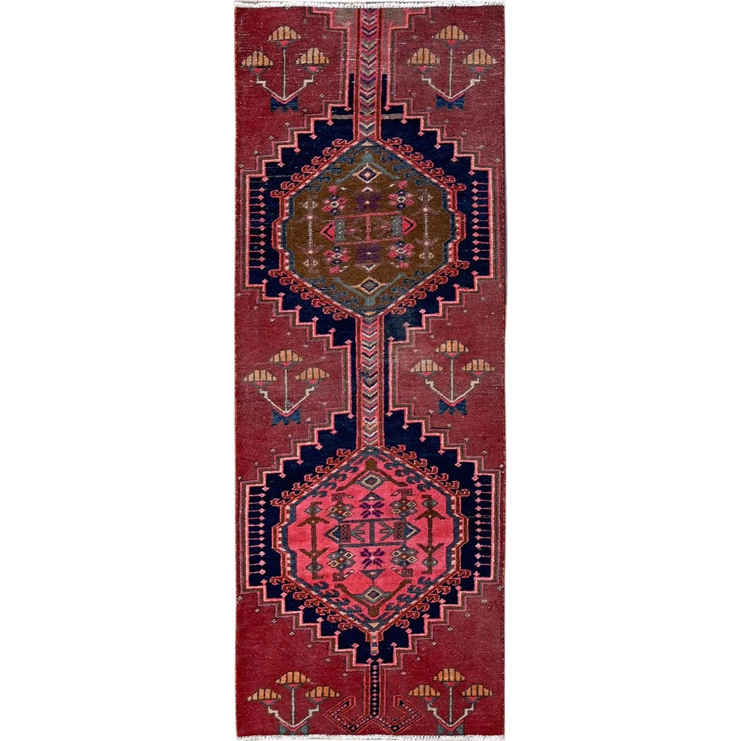 2'4"X6'5" Blush Red, Vintage Zoroastrian 100% Wool Hand Knotted Runner Rug