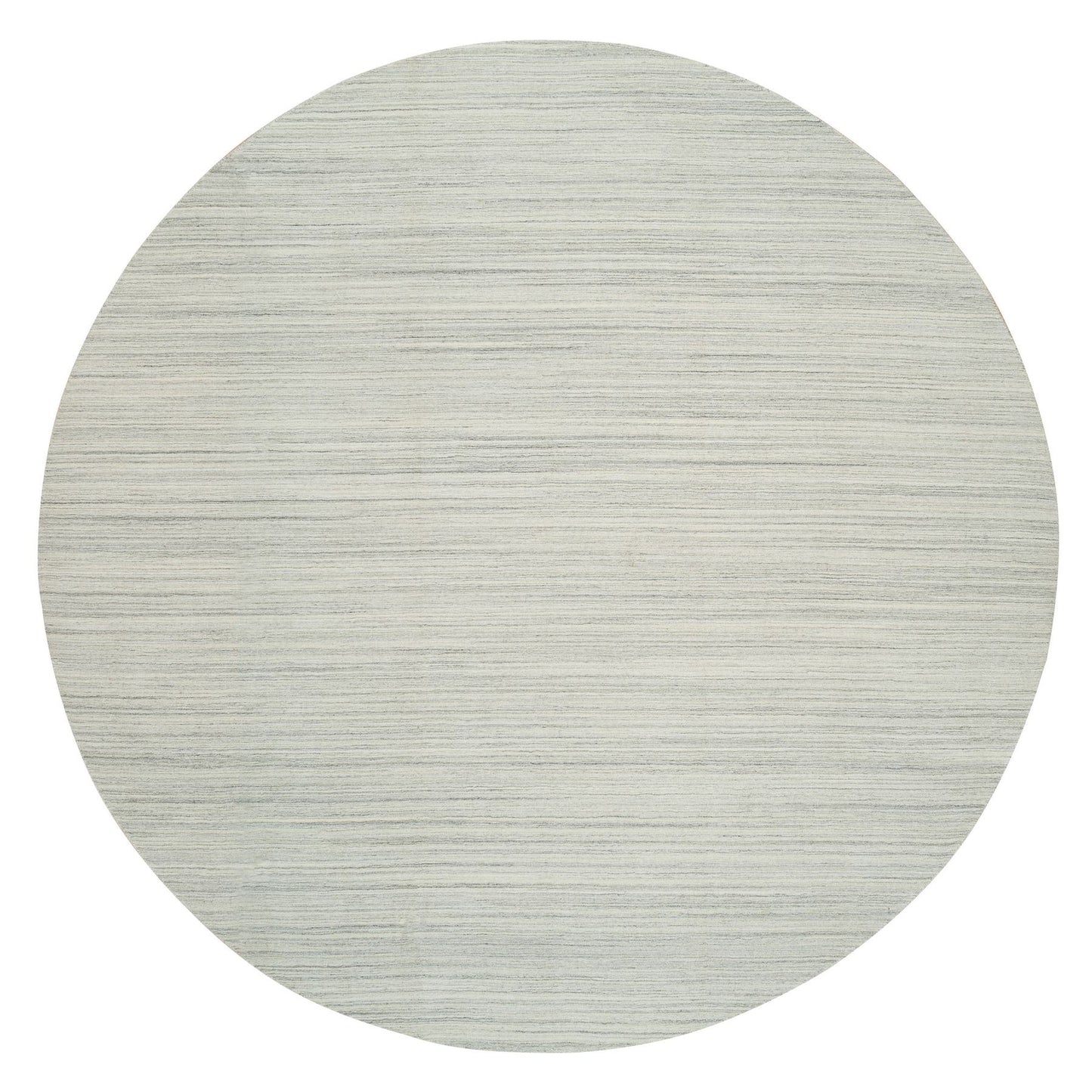 12'1"X12'1" Ivory Hand Loomed Undyed Natural Wool Modern Design Round Rug