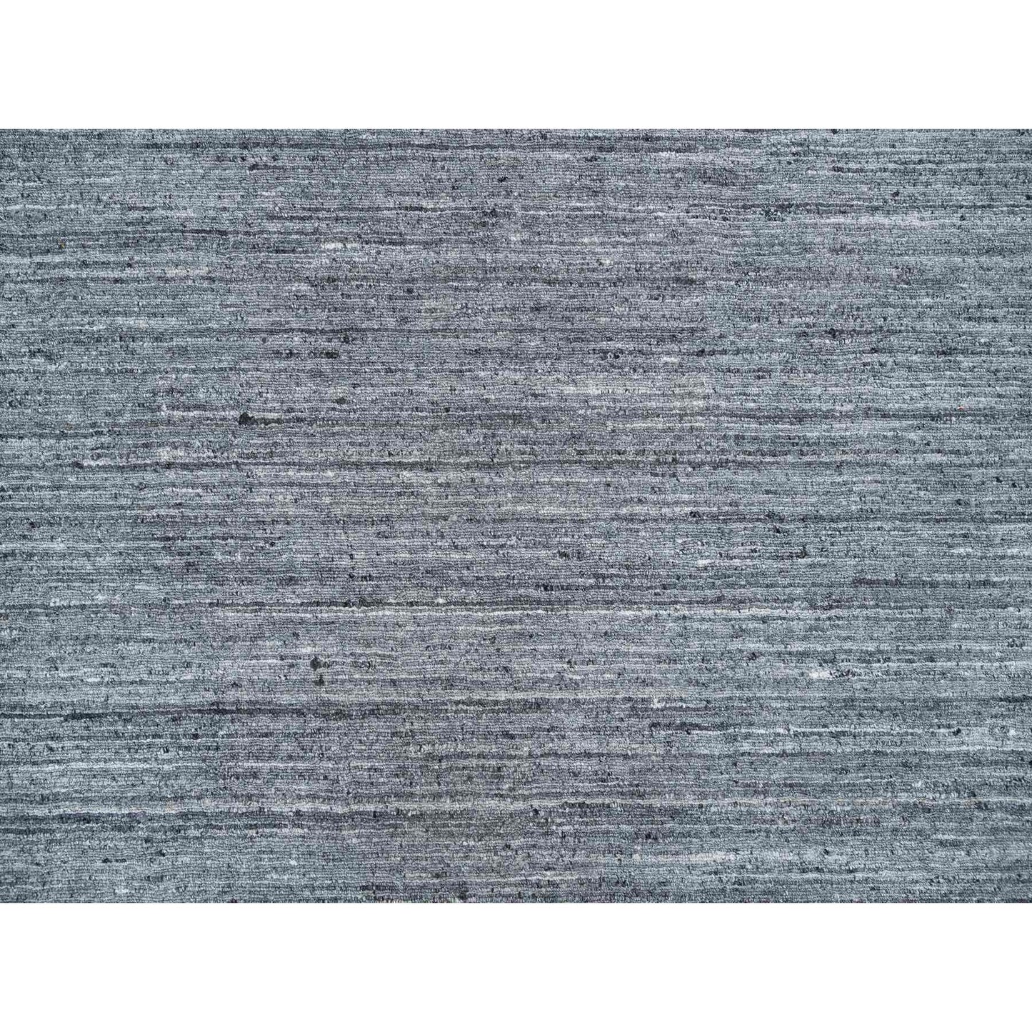 10'3"X14' Arsenic Gray Pure Wool Hand Loomed Modern Striae Design Rug