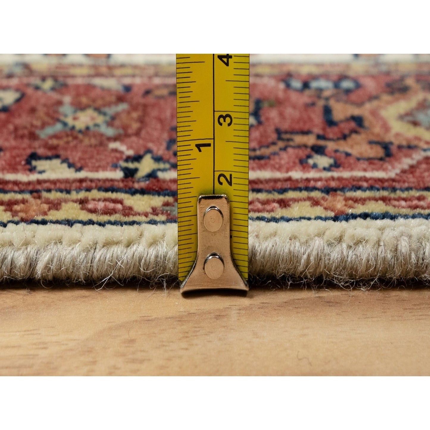 2'7"X25'5" Ivory Hand Knotted Antiqued Heris Re-Creation Wool Runner Rug