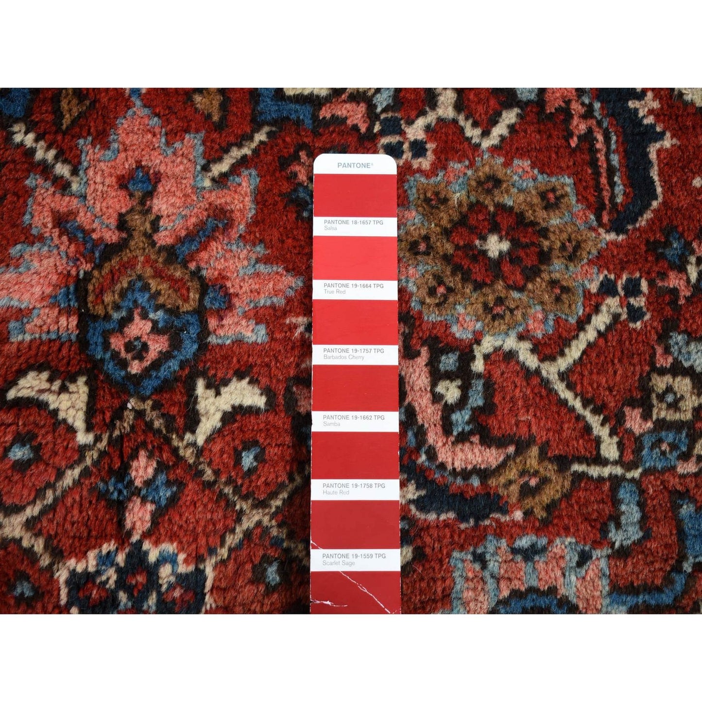 7'3"X9'7" Red Antique Zoroastrian Heris Hand Knotted Pure Wool Clean Rug