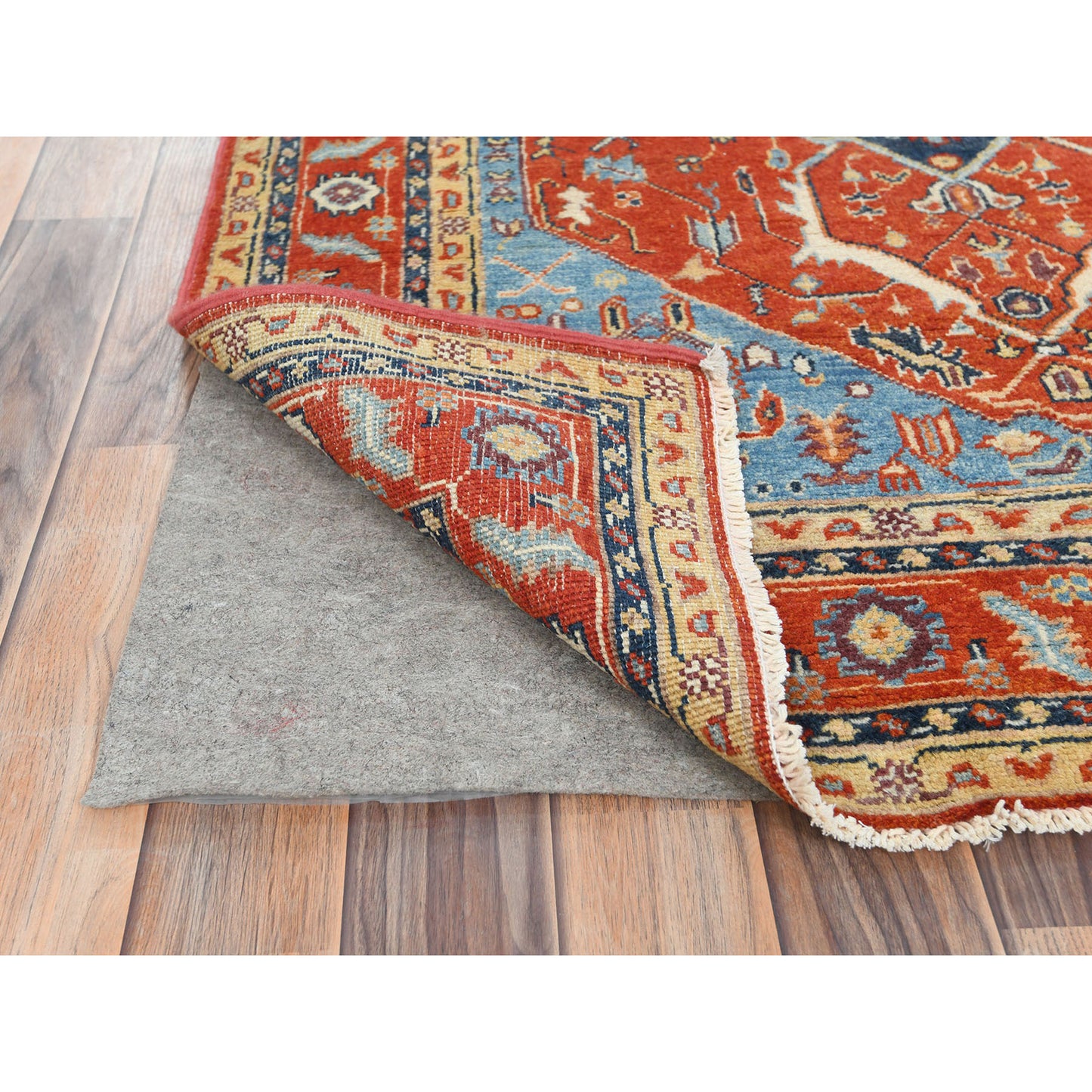 4'X5'9"Imperial Red Afghan Peshawar Heris Wool Hand Knotted Rug