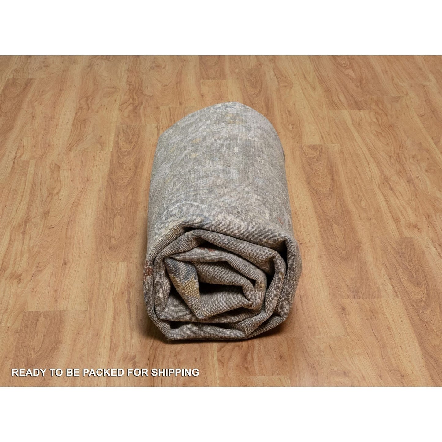 9'X12'1" Gray Broken Pattern Oushak Design Hand Knotted Rug Pure Wool