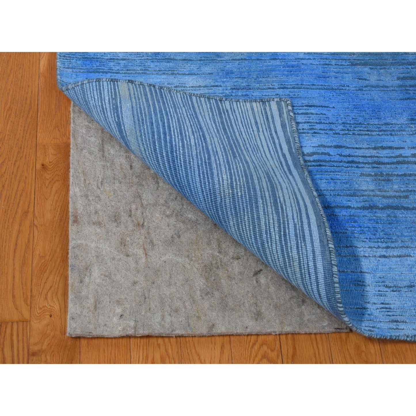 10'X14'1" Blue Wool Hand Knotted Overdyed Contemporary Design Rug