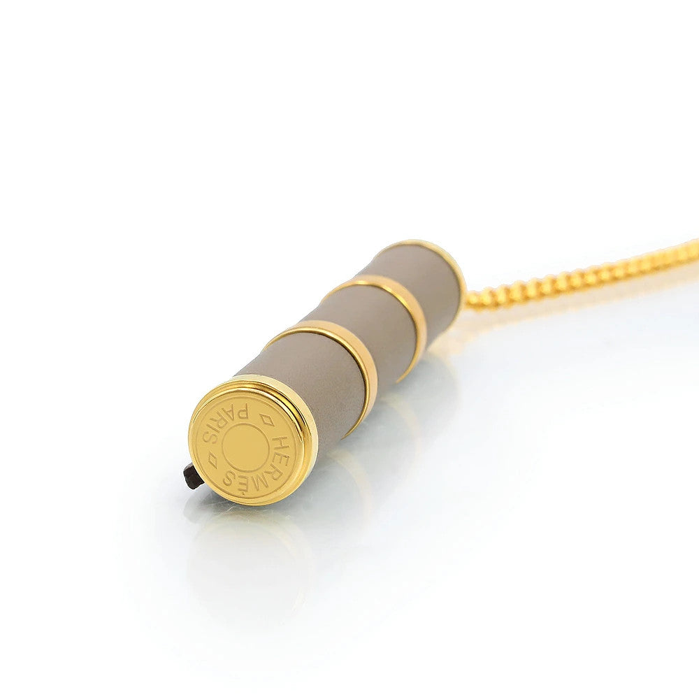 Hermes Charniere Gm Long Necklace Etoupe Gold
