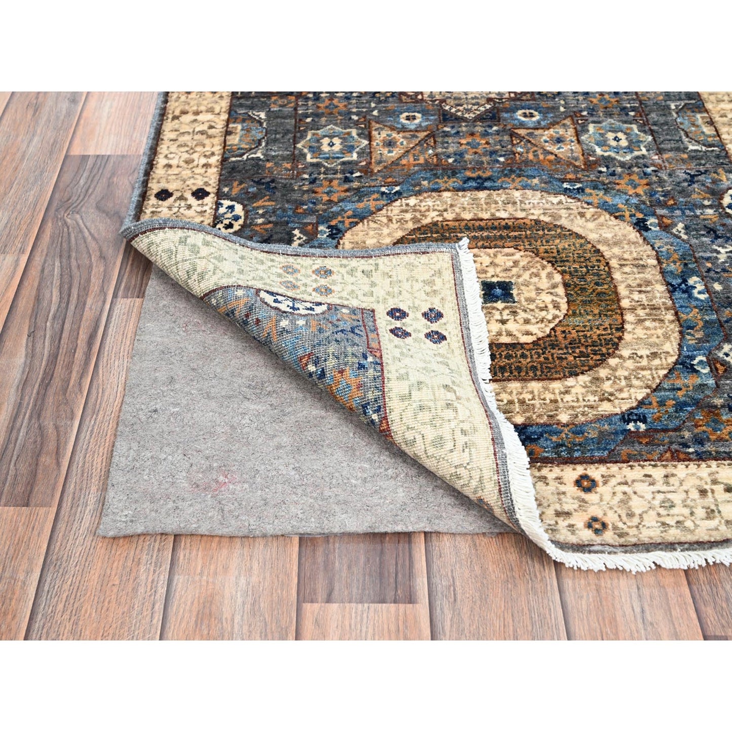 2'5"X9'10" Gray Soft Wool Mamluk Dynasty Hand Knotted Runner 200 Kpsi Rug