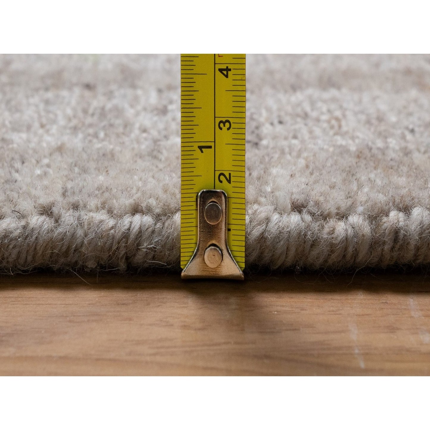 10'X14' Light Brown Vertical Stripes Design Hand Loomed Natural Wool Rug