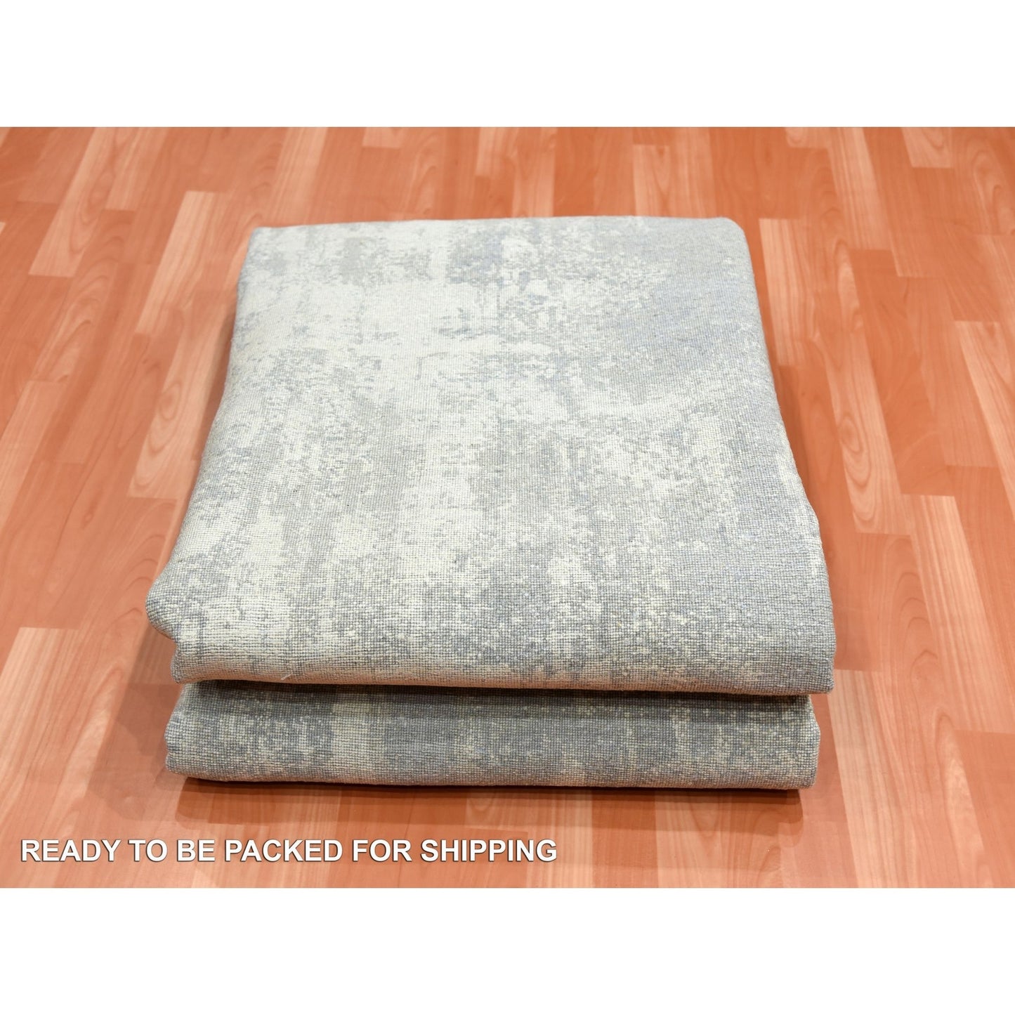 9'X12'1" Gray Modern Abstract Design Wool And Silk Hand Knotted Rug