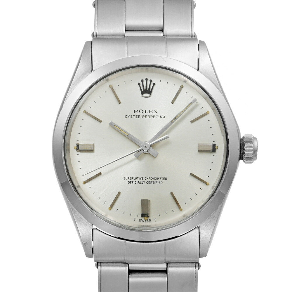 Rolex Oyster Perpetual 1002 Silver Case Size 34Mm34Mm Men'S Used Watch #24174