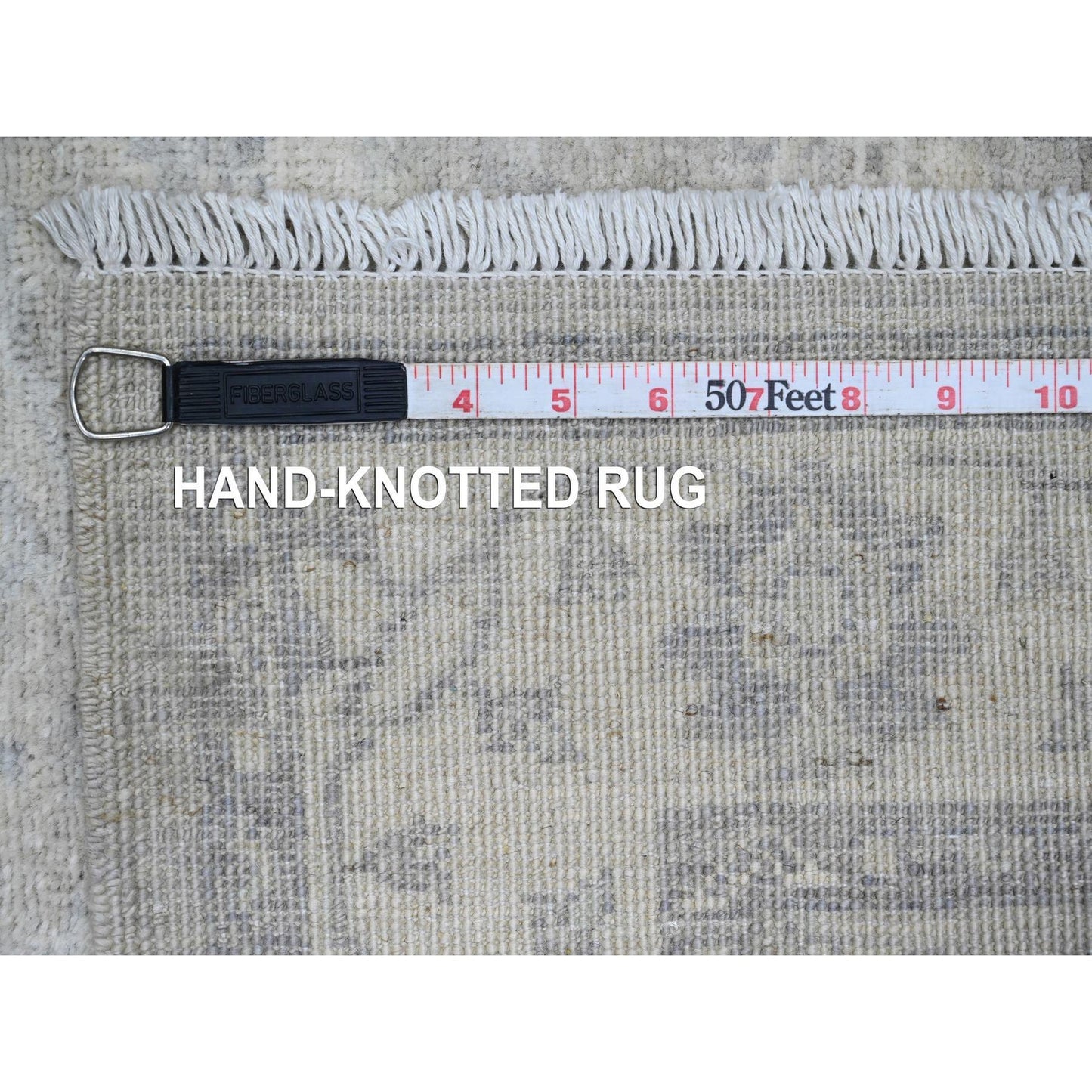 2'7"X23'8" Misty Gray Peshawar Heris Design Wool Hand Knotted Runner Rug