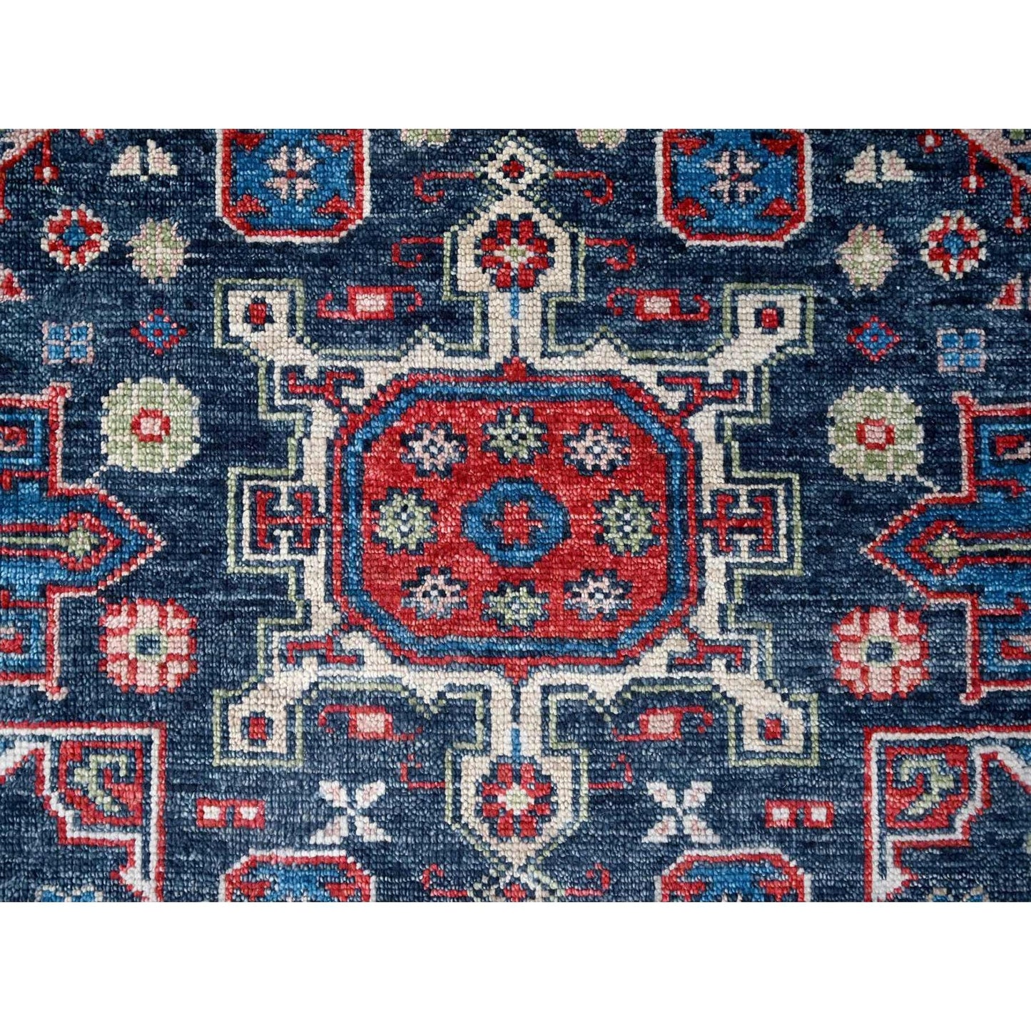 7'9"X7'9" Black Karjihooz Heris Pure Wool Hand Knotted Round Oriental Rug