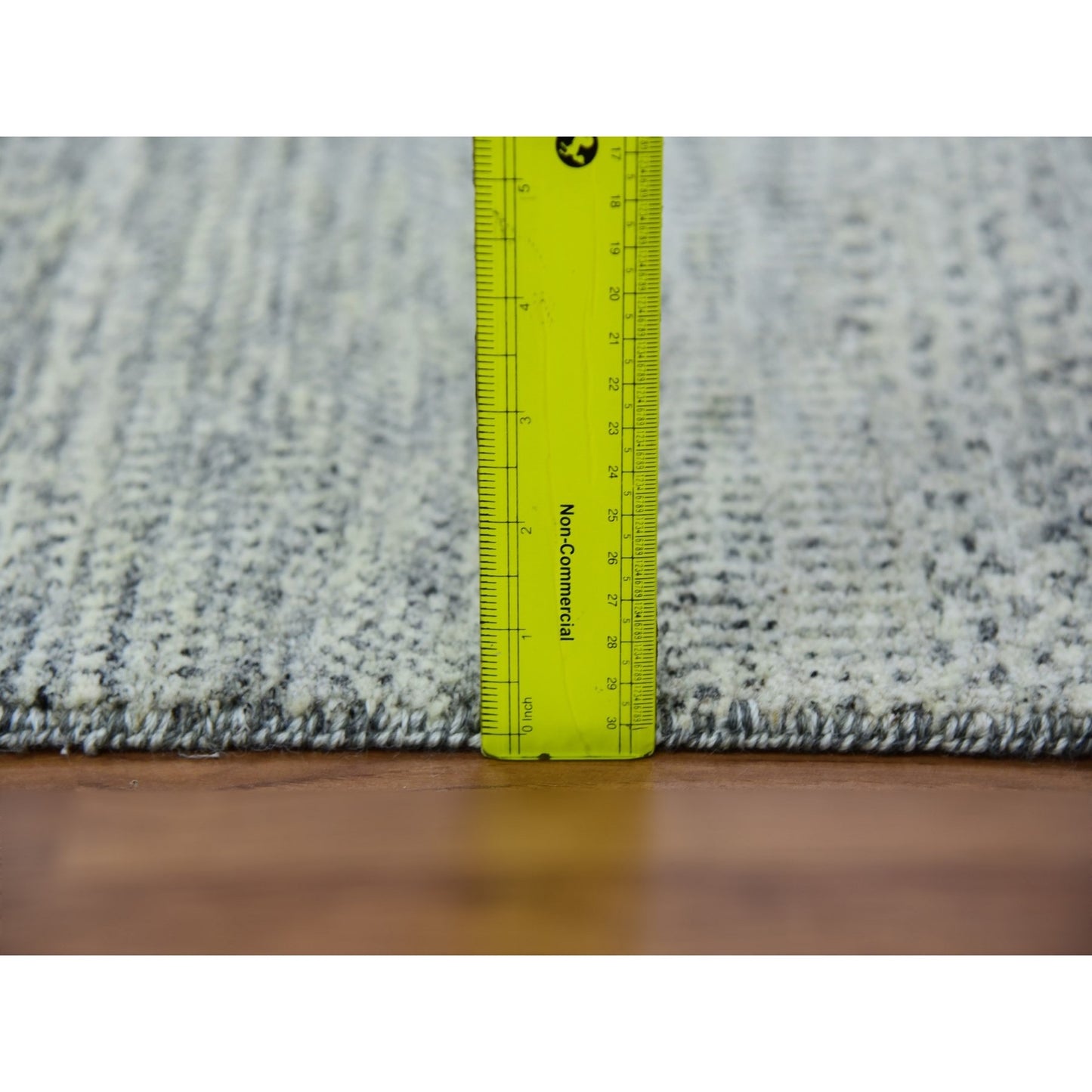 3'1"X5'7" Stone Gray Undyed Wool Grass Design Hand Knotted Oriental Rug