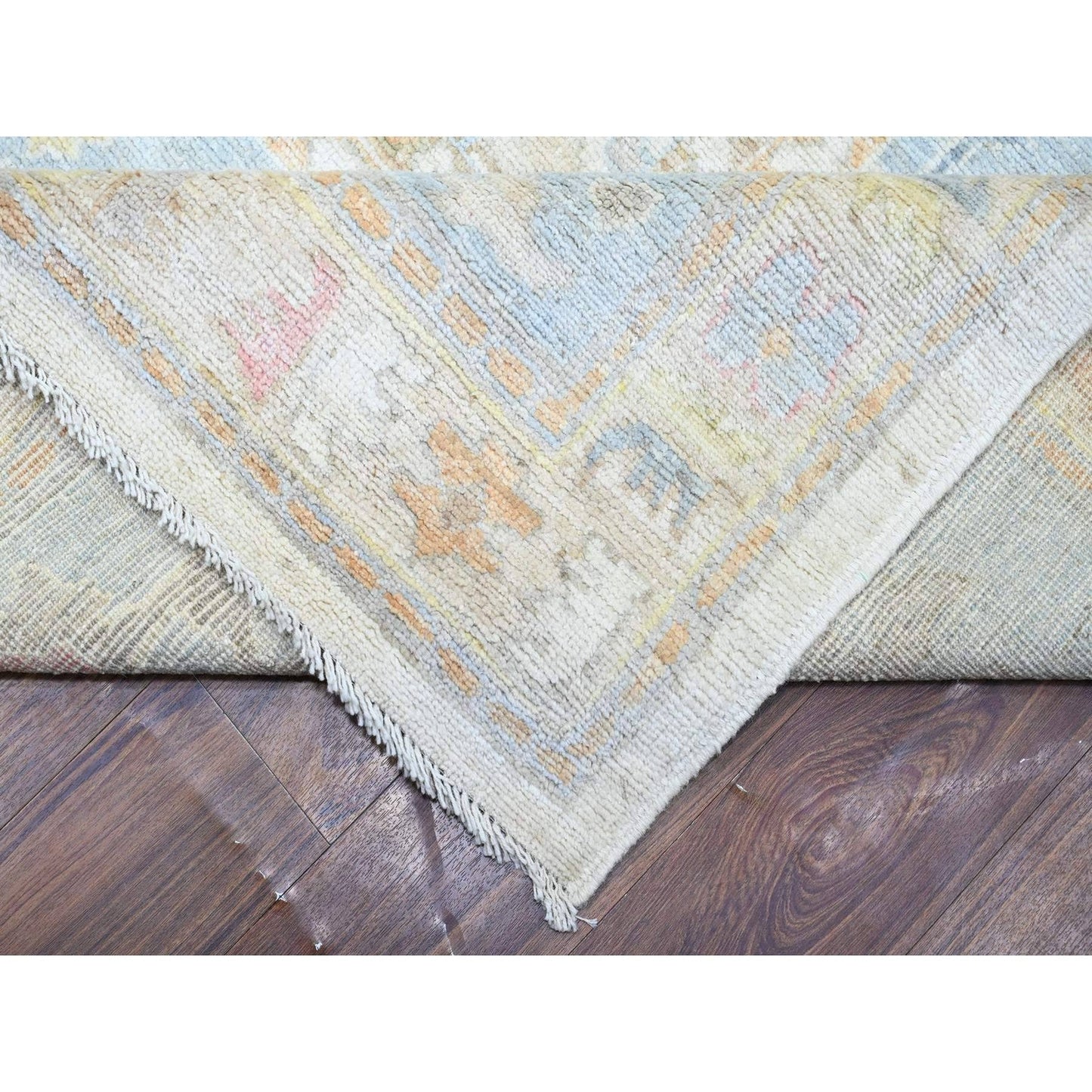 12'2"X16' Ivory Afghan Angora Oushak Hand Knotted Wool Oversized Rug