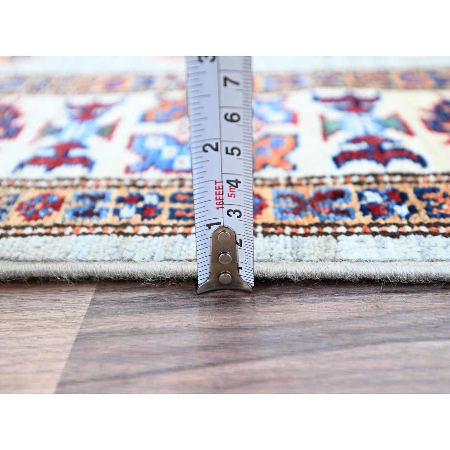 2'11"X22'7" Gray Xl Afghan Hand Knotted Super Kazak Oriental Runner Rug