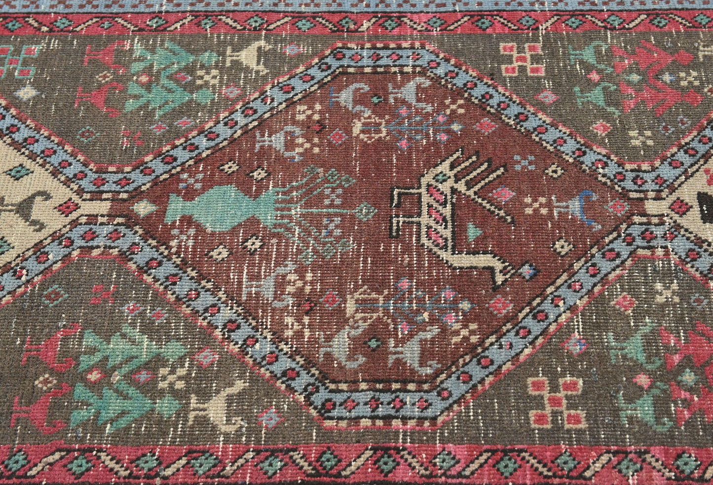 Vintage Oriental Runner Rug Tribal Farmho Hallway