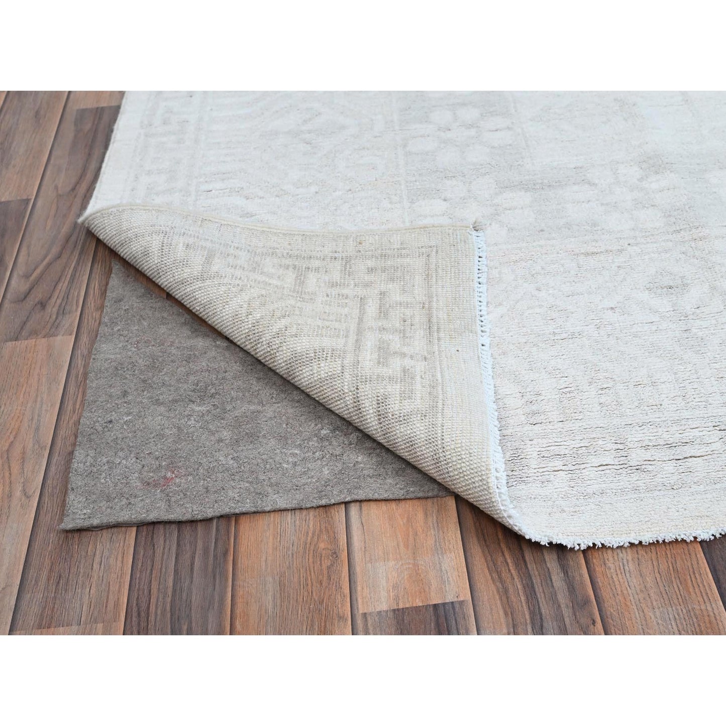 10'X13'10" Jazz White Hand Knotted Khotan Pomegranate Wool Oriental Rug