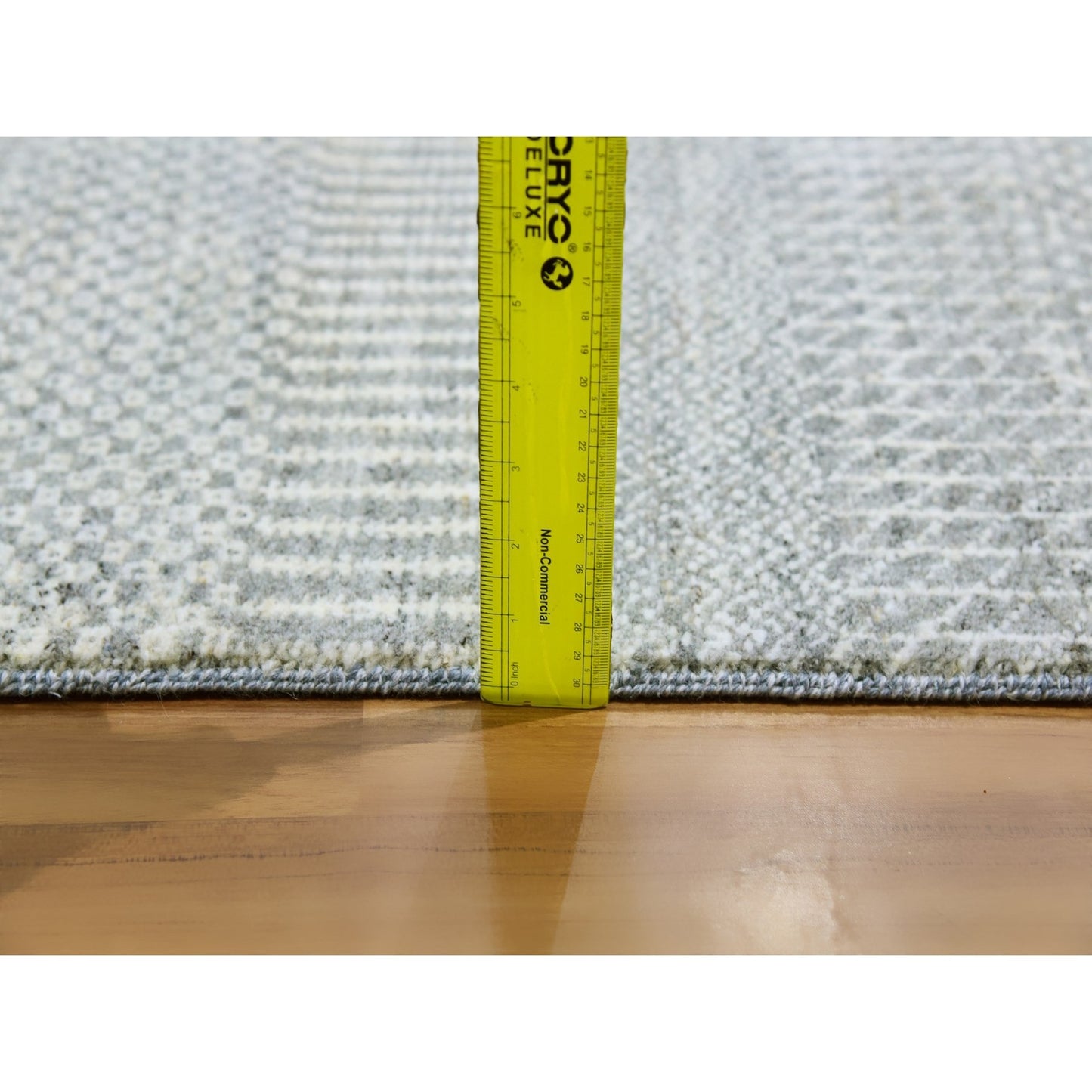 12'X12'4" Olive Gray Grass Design Undyed Wool Hand Knotted Square Rug