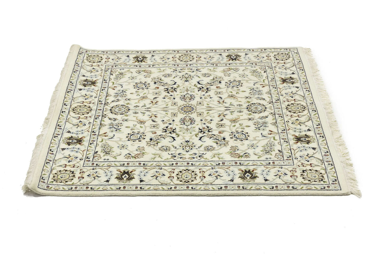 Hand-Knotted Cream Floral Classic Indo-Nain