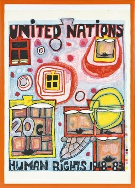 Friedensreich Hundertwasser (Austria, 1928-2000) Original Woodblock Print Framed